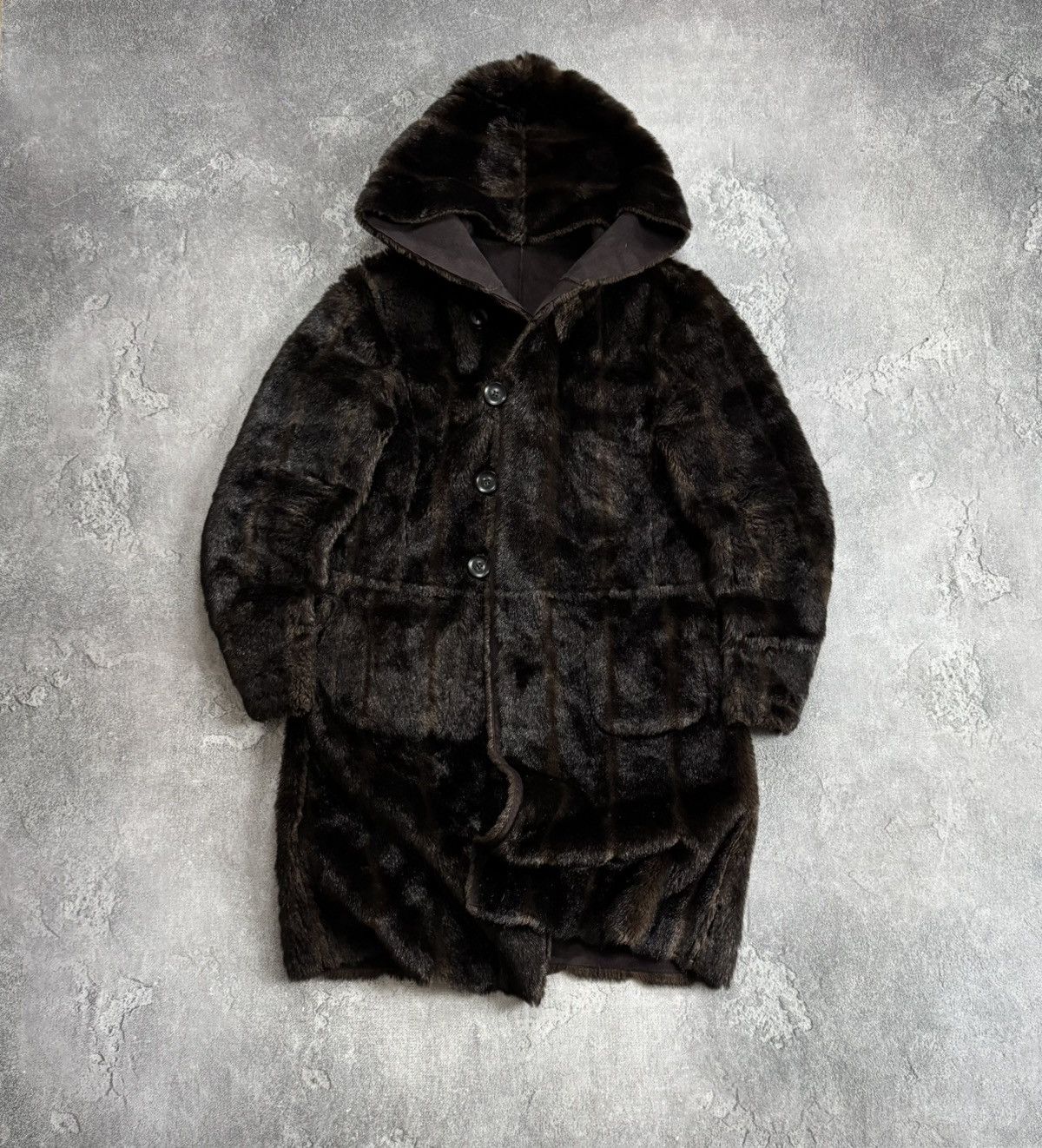 Armani Armani Jeans EU44/US8 brown Faux Fur coat hooded jacket 90s Size M / US 6-8 / IT 42-44 - 1 Thumbnail