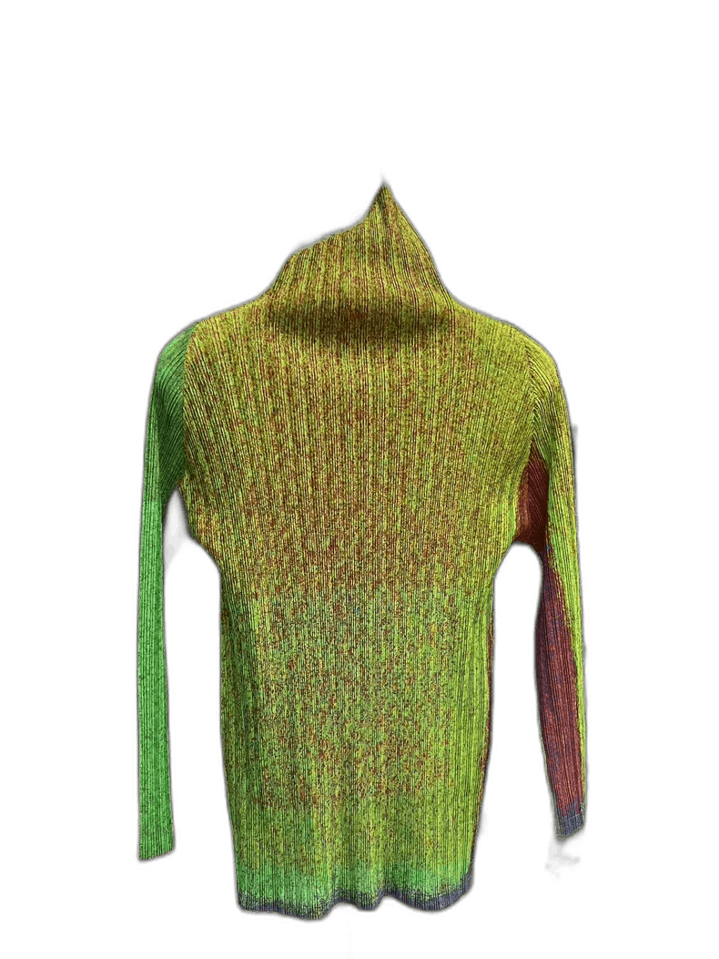 Issey Miyake Colorful Ribbed Turtleneck Long Sleeve Top Size M / US 6-8 / IT 42-44 - 1 Thumbnail