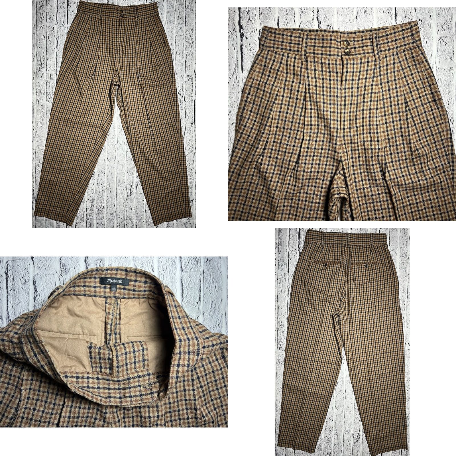 Madewell VINTAGE Madewell Caldwell Double Breasted Blazer Desert Check Plaid XS Jacket & Pants 2 Size 26" / US 2 / IT 38 - 8 Thumbnail