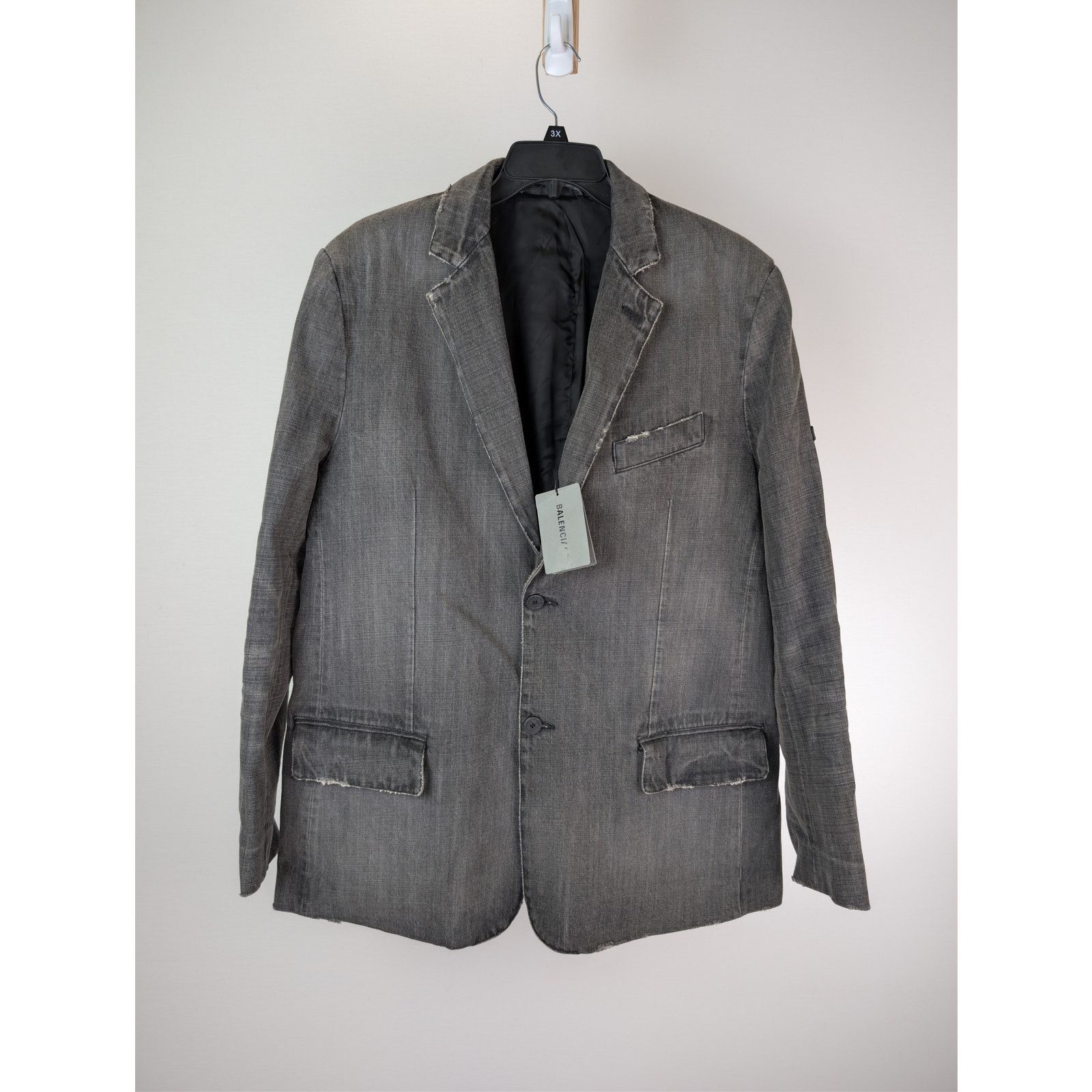 Balenciaga o1rshd1 Japanese Ring Black Denim Washed Jacket Wash Black Size US S / EU 44-46 / 1 - 8 Thumbnail