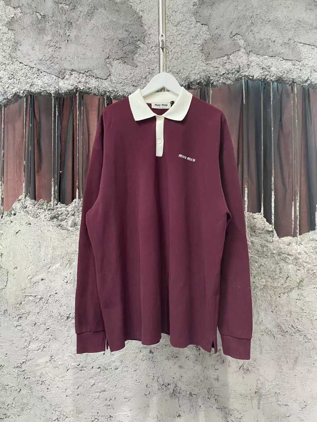 Miu Miu brand new maroon long sleeve polo Size XS / US 0-2 / IT 36-38 - 1 Thumbnail