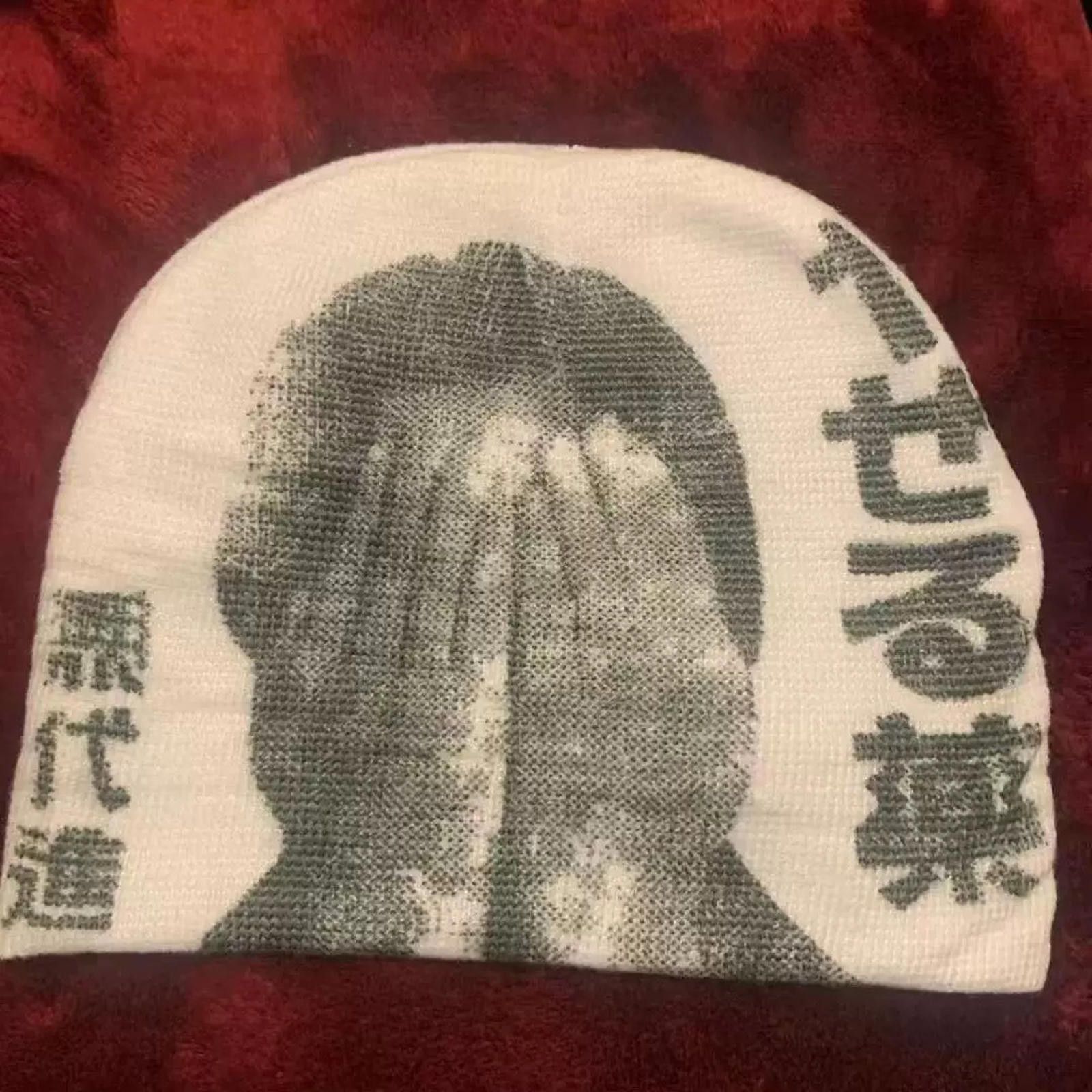 Other Japanese Kanji Covered-Face Portrait Knit Beanie Size ONE SIZE - 3 Thumbnail