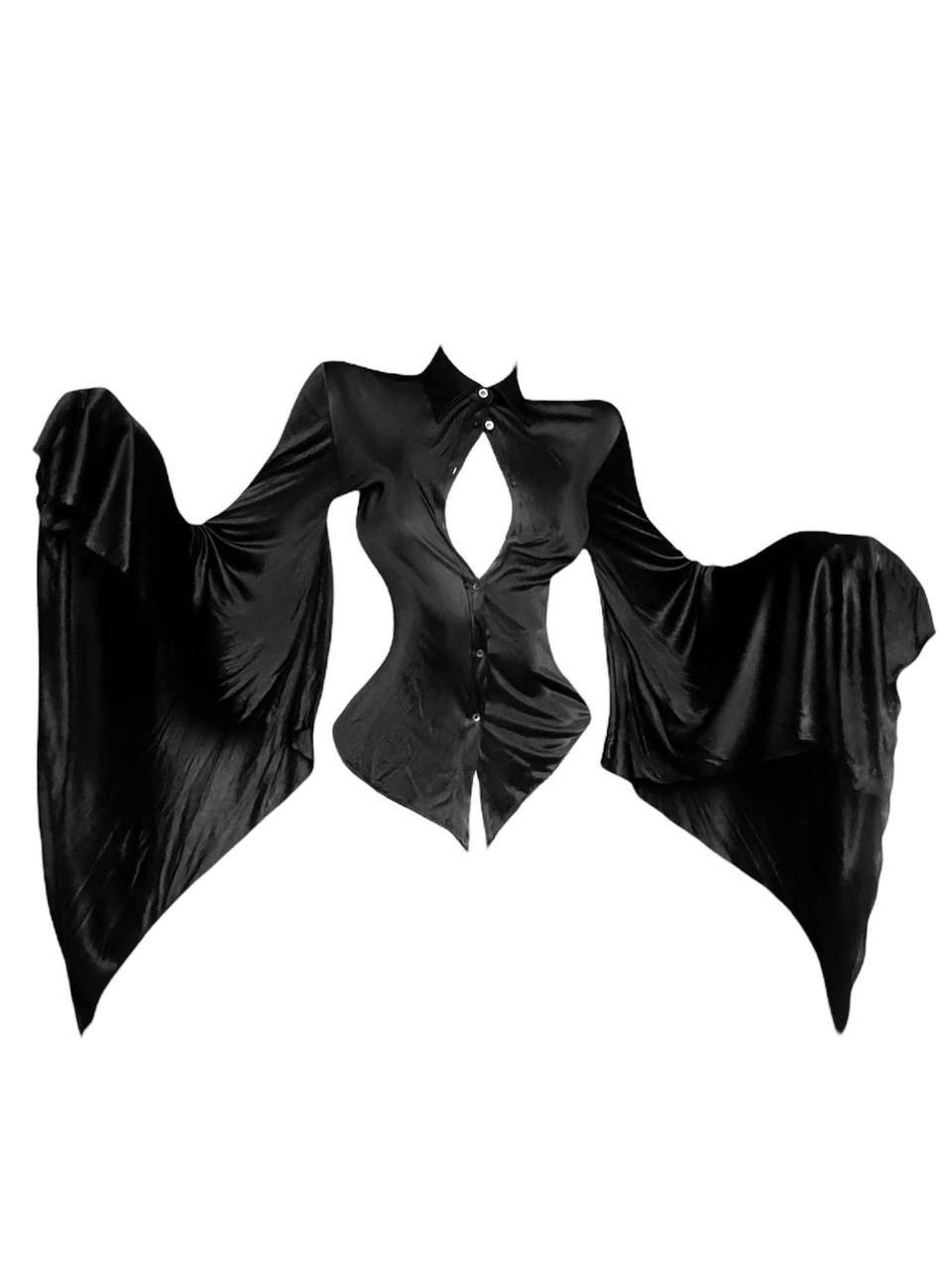Gucci Gucci by Tom Ford 2003 Satin Dramatic-Sleeve Shirt Size S / US 4 / IT 40 - 1 Thumbnail