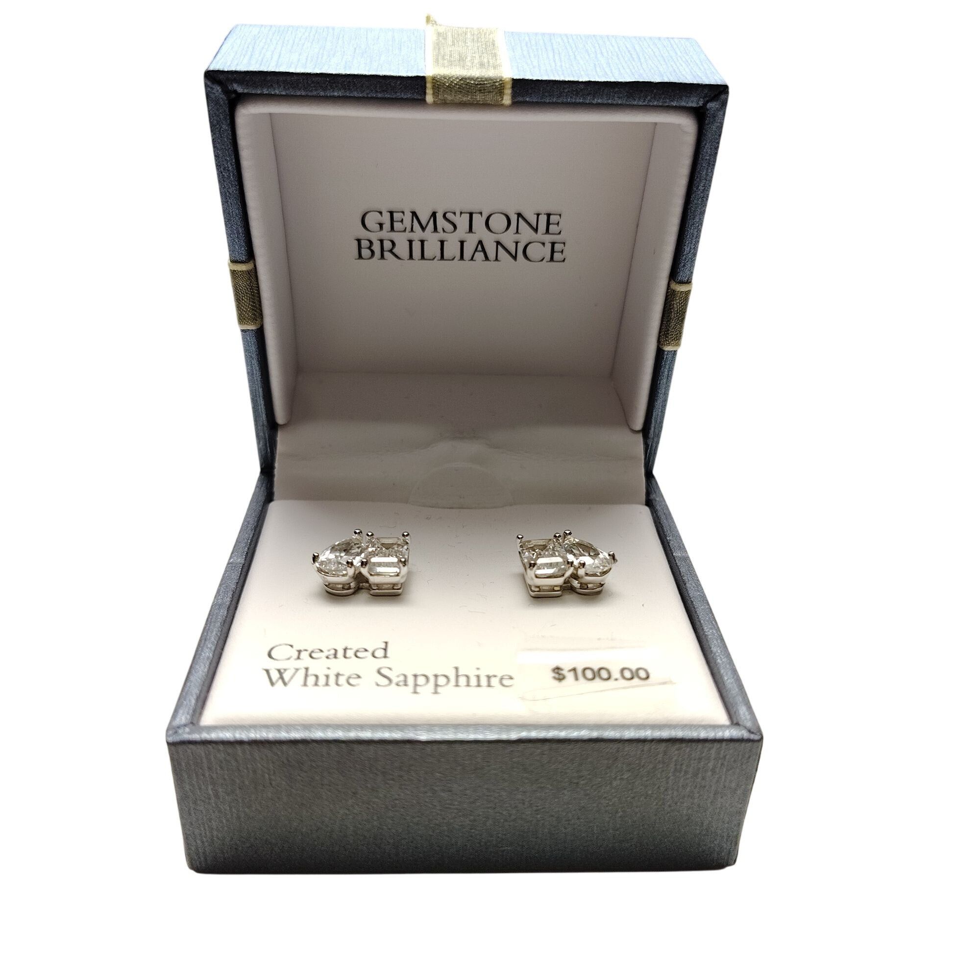 Other Created White Sapphire Stud Earrings In Gift Box By Gemstone Size ONE SIZE - 4 Thumbnail