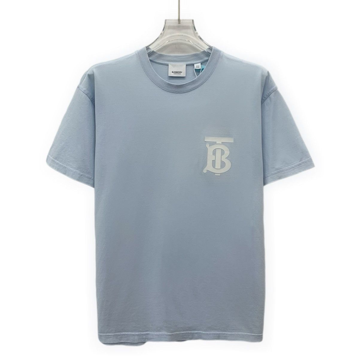 Burberry Burberry Blue TB Logo Print Cotton Crew Neck T-shirt K26WX Size US XXS / EU 40 - 1 Thumbnail