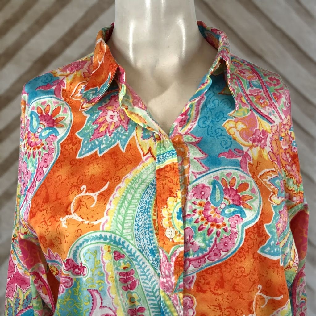 Chaps Chaps Top Womens XL WOMEN MULTICOLOR LONG SLEEVE COLLARED BUTTON COTTON Size XL / US 12-14 / IT 48-50 - 1 Thumbnail