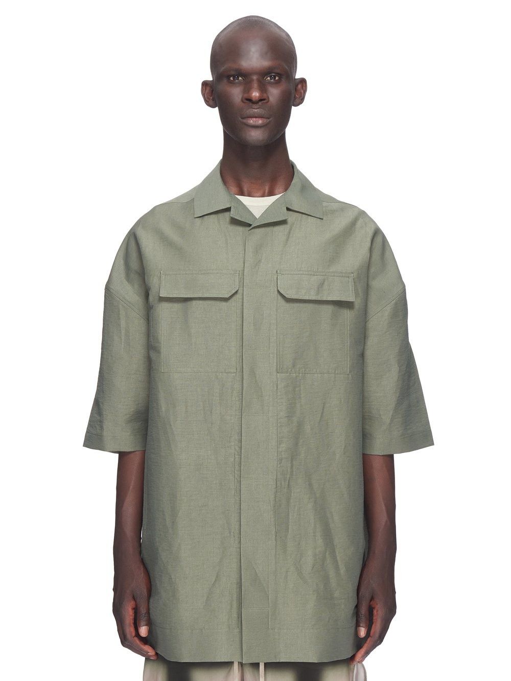 Rick Owens o1y0325 Linen Shirt in Green Size US S / EU 44-46 / 1 - 1 Thumbnail