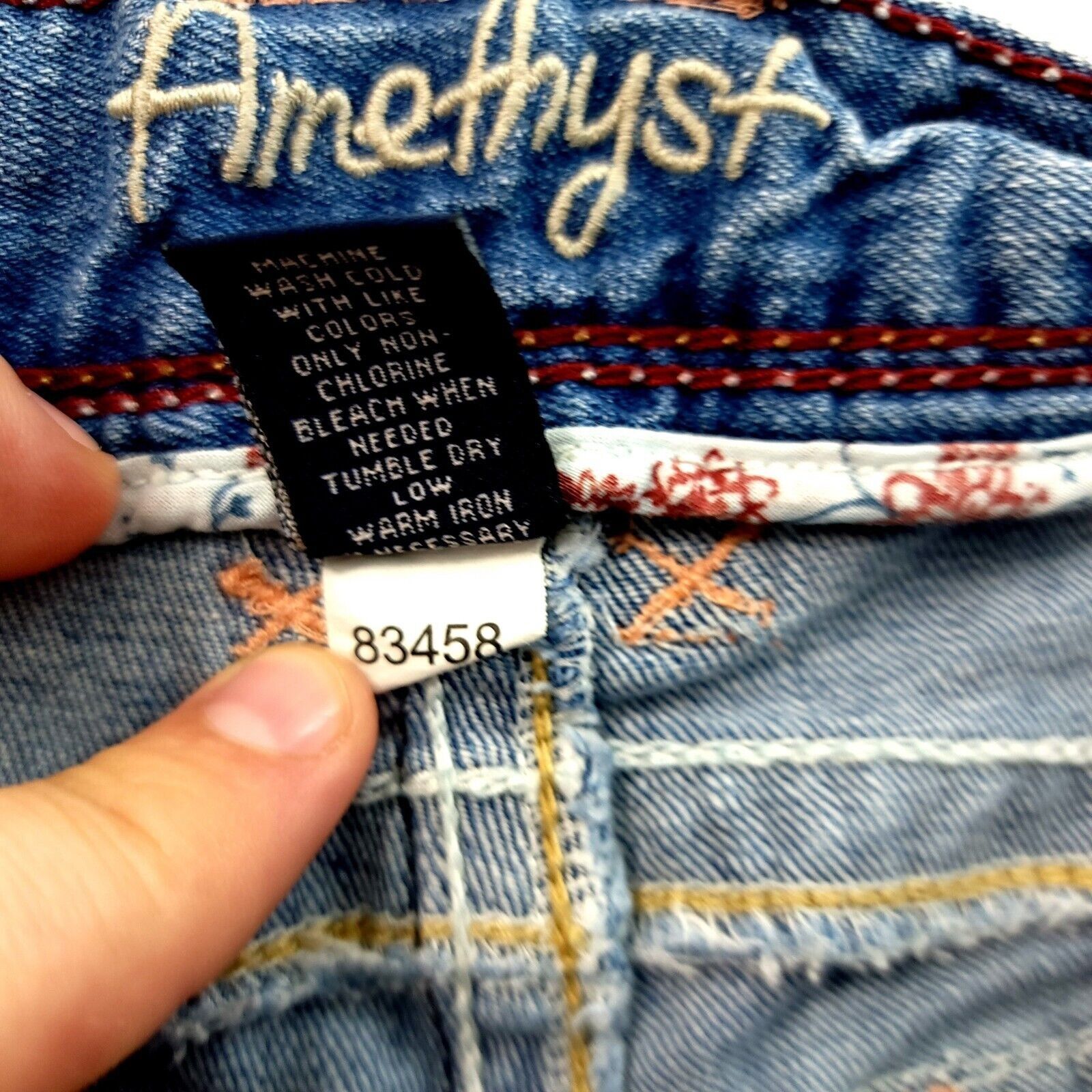 Other Amethyst Jean Denim Shorts Blue Whiskering Distressed Low Ri Size 31" - 8 Thumbnail