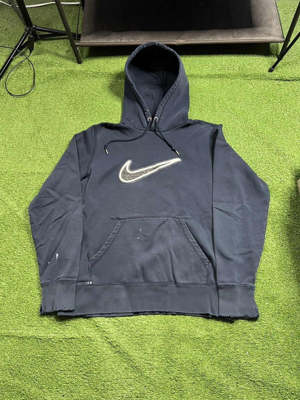 Nike × Vintage vintage nike center swoosh navy faded hoodie Size US M / EU 48-50 / 2 - 1 Thumbnail