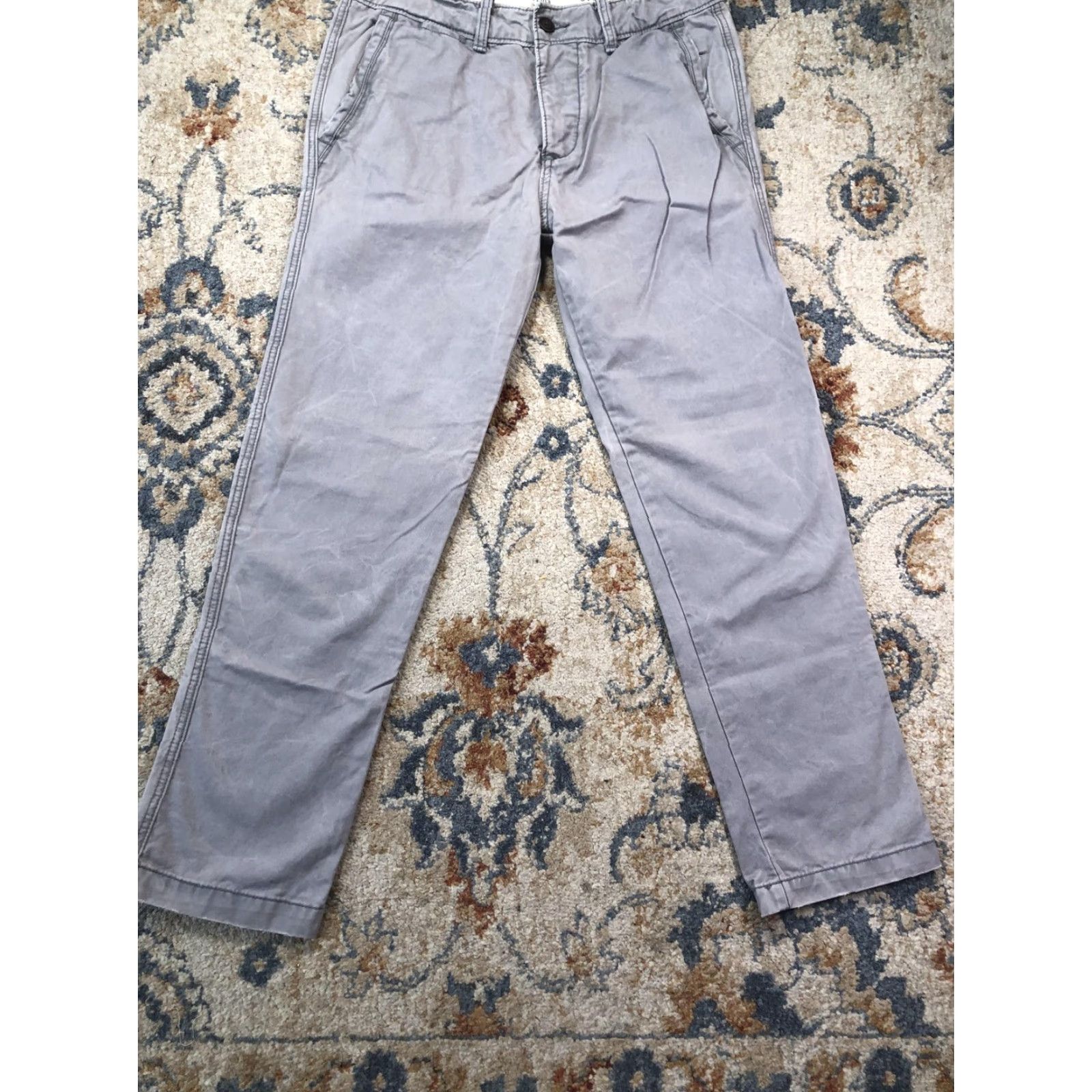 Abercrombie & Fitch Abercrombie & Fitch Pants Mens 31x30 Gray Chino Straight Leg Casual Cotton Size US 31 - 4 Thumbnail