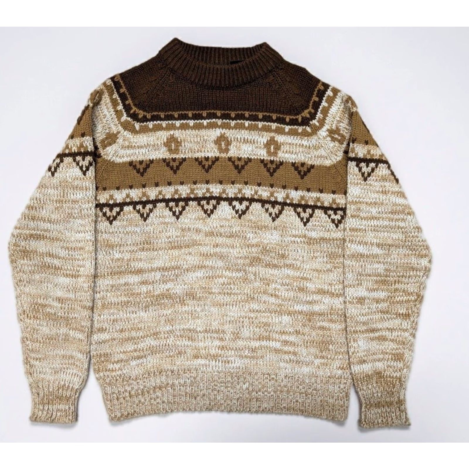 Vintage VINTAGE National Shirt Shops KNIT Sweater M Men Acrylic Crew Neck Brown 1970s Icelandic Ski Winter Holiday - Mens Size US M / EU 48-50 / 2 - 2 Thumbnail