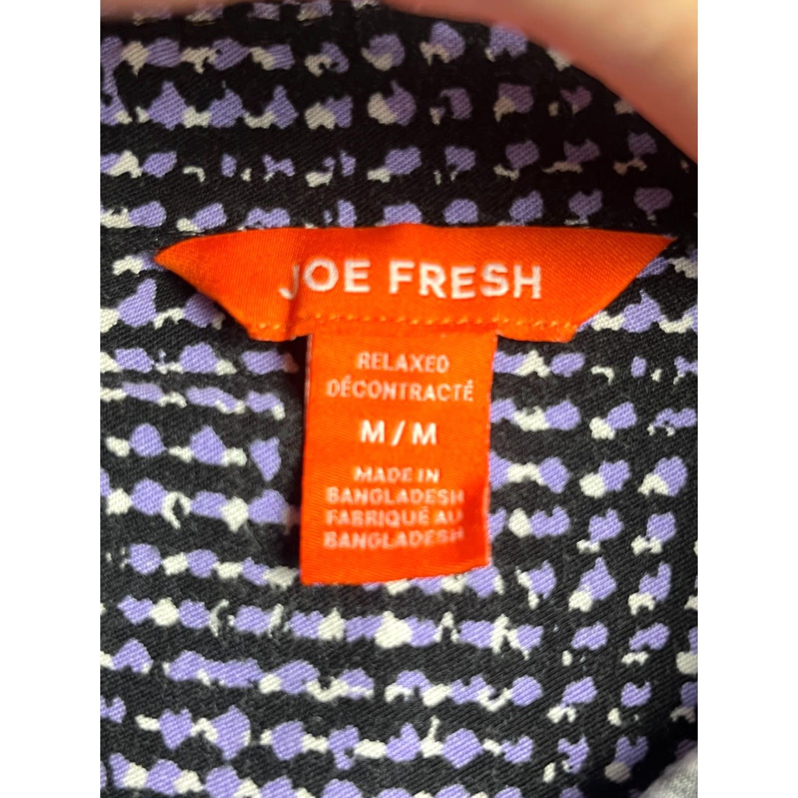 Vintage Joe Fresh Shirt Woman's M Black White Purple Long Sleeve Button-Up Size M / US 6-8 / IT 42-44 - 3 Thumbnail