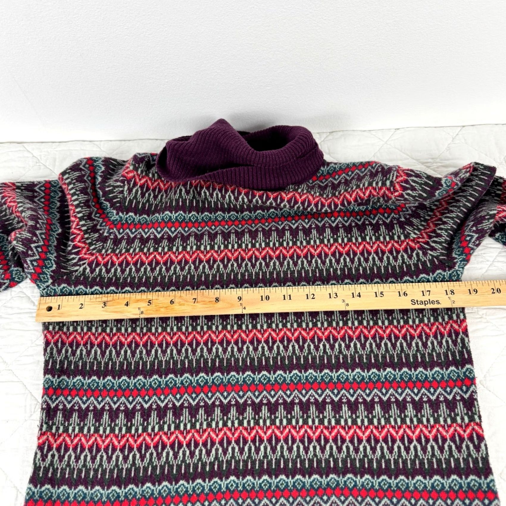 Vintage VINTAGE LL Bean Womens Purple Fair Isle Turtleneck Sweater Size M Regular Knit Pullover Size M / US 6-8 / IT 42-44 - 4 Thumbnail