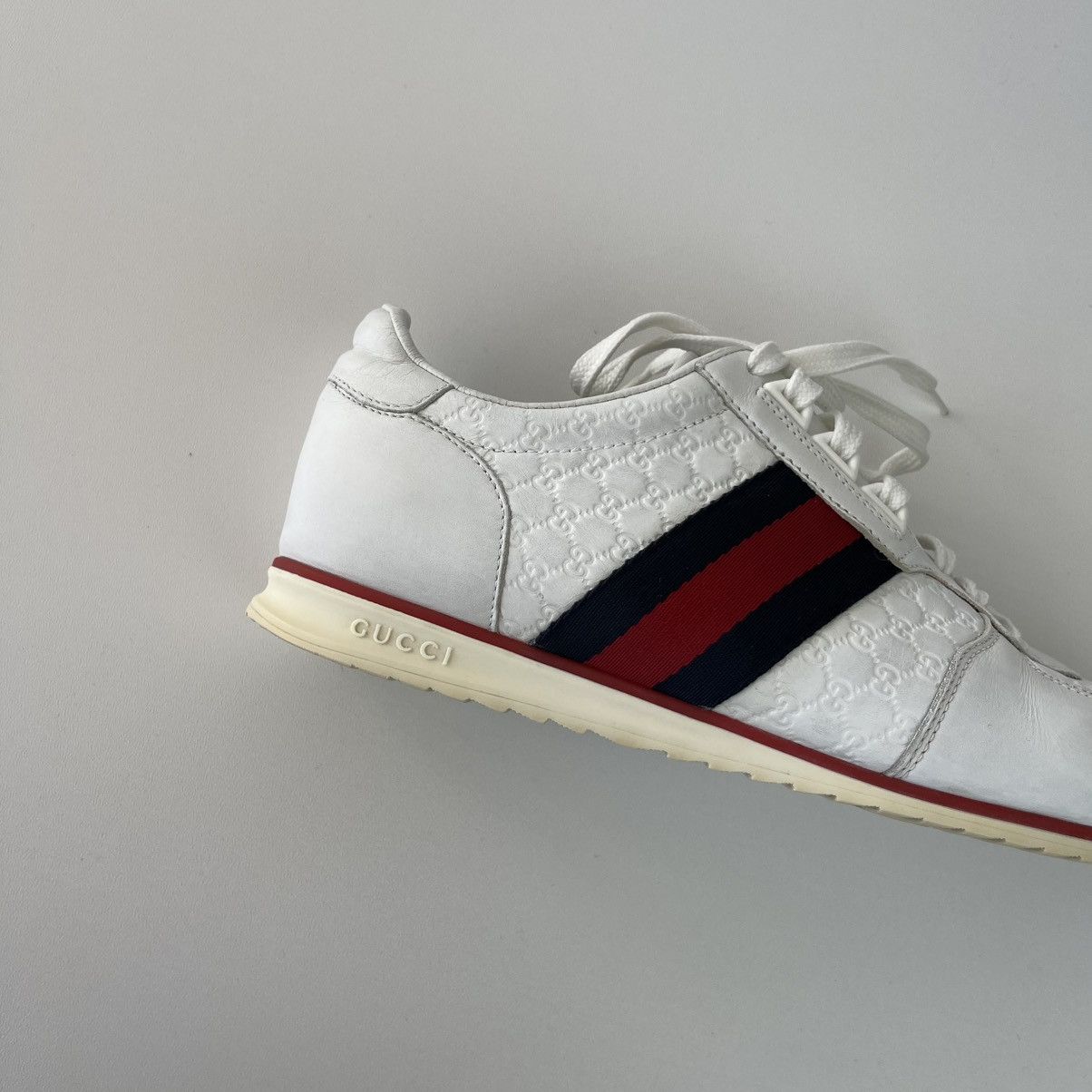 Gucci Gucci Web Leather Monogram Vintage Sneakers White 233334 Size US 7.5 / EU 40-41 - 6 Thumbnail