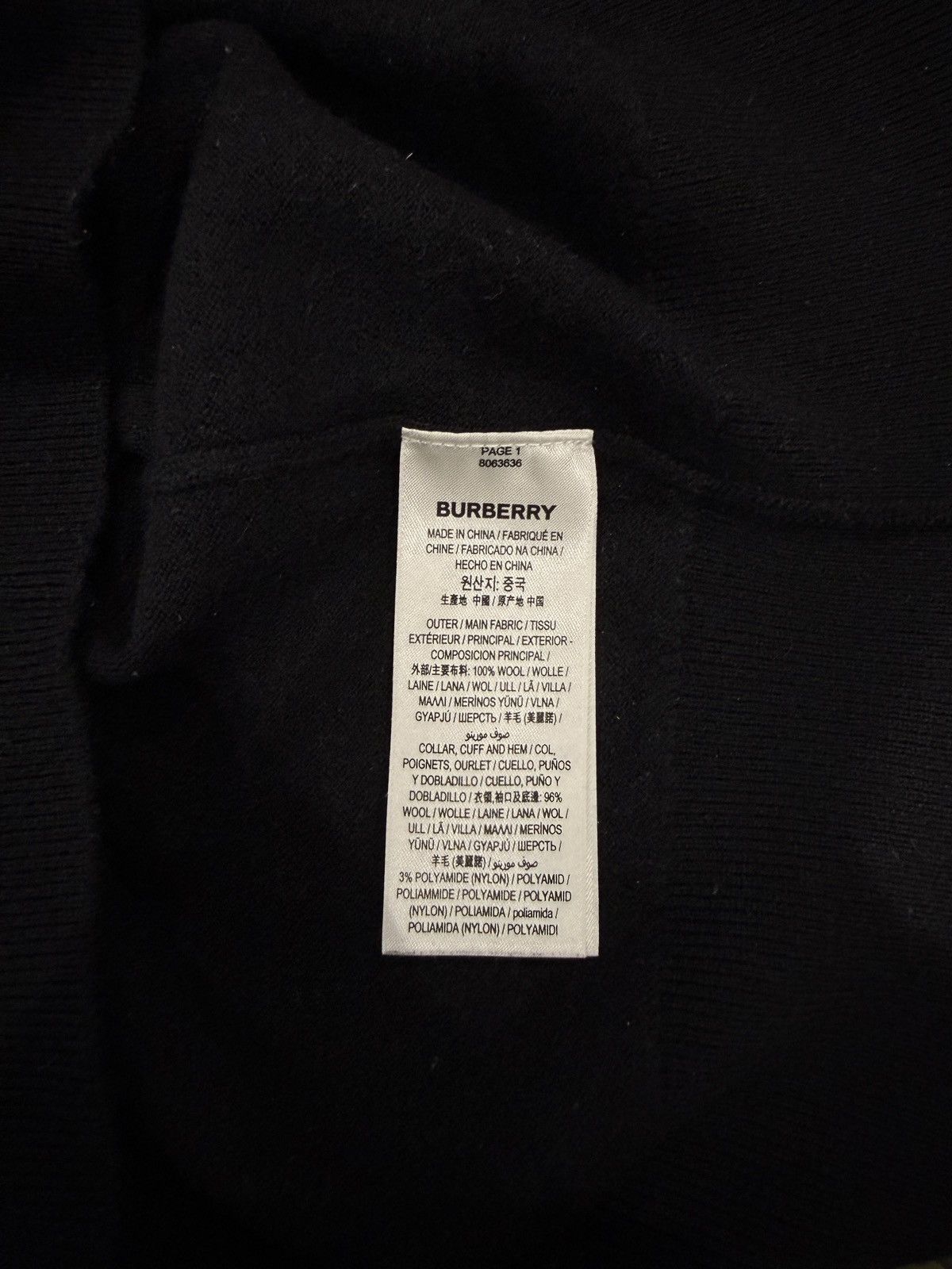 Burberry Burberry Wool Oak Leaf Crest Sweater Black Size: L Size US L / EU 52-54 / 3 - 6 Thumbnail