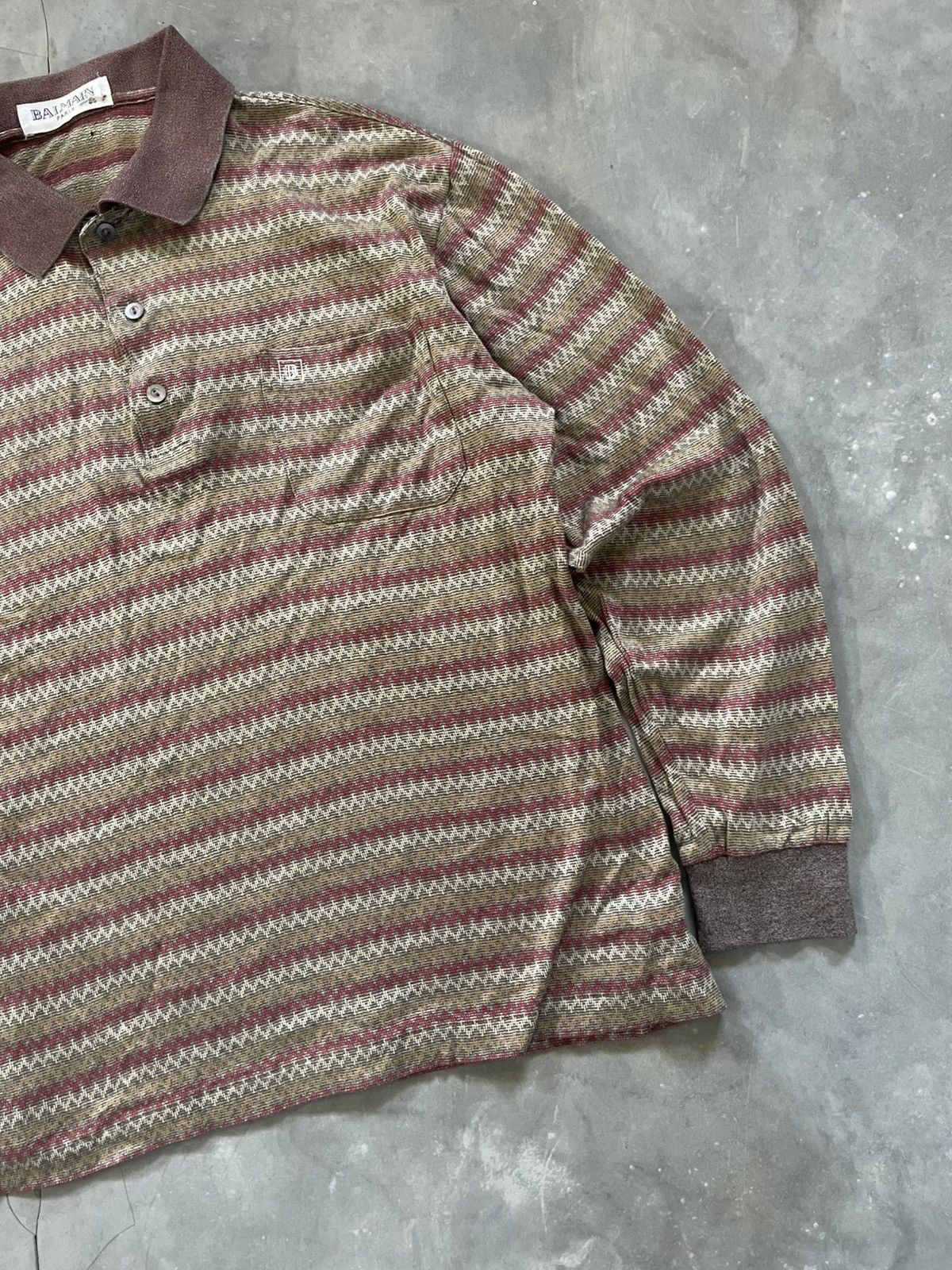Balmain Vintage 90s Balmain Paris Knitted Chevron Pattern Longsleeve Size US M / EU 48-50 / 2 - 4 Thumbnail