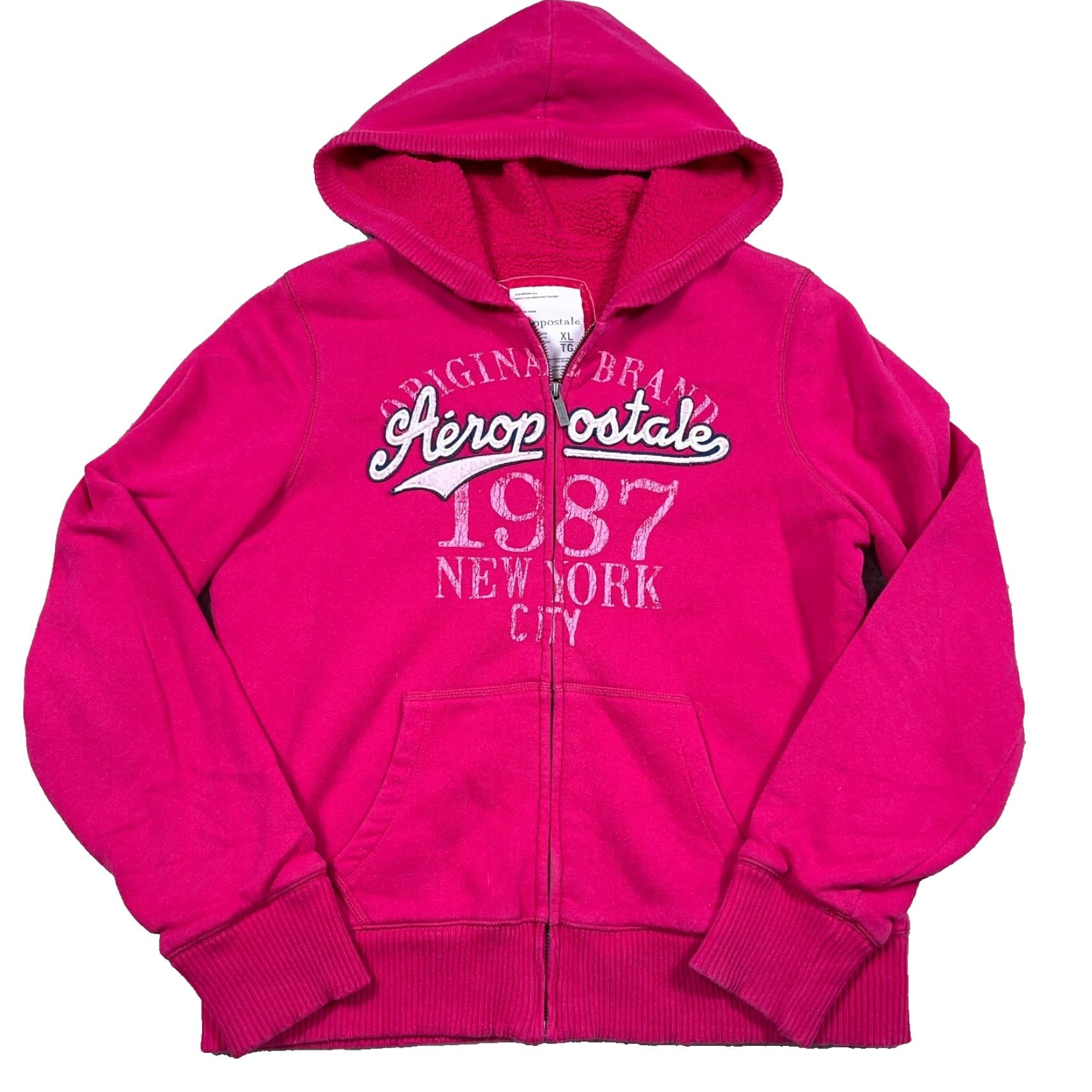 Vintage VINTAGE Aeropostale Hoodie Women XL Pink Full Zip Jacket Sherpa Pile Lined Size XL / US 12-14 / IT 48-50 - 2 Thumbnail