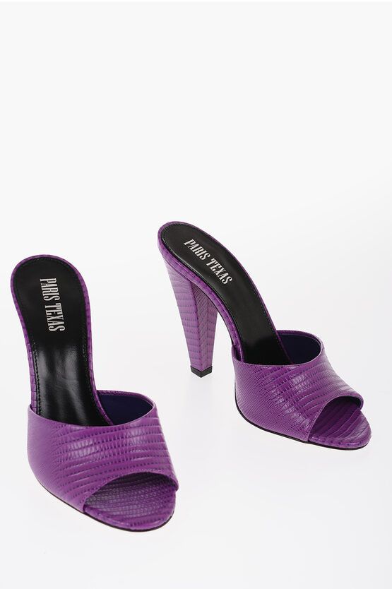 image of Paris Texas Croco Effect Leather Open Toe Olivia Mule Shoess Shoes in Violet, Women's (Size 8)