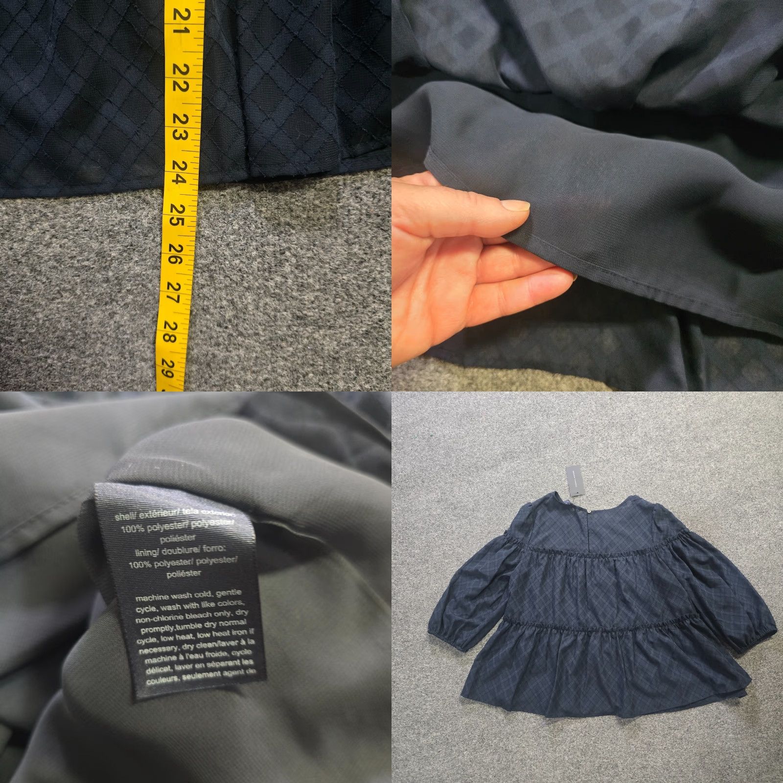 Tommy Hilfiger Tommy Hilfiger Top Women Size Small Blue Plaid Sheer Lined Tiered Casual Balloon Sleeve Round Neck Pullover Regular Women’s Shirt Size S / US 4 / IT 40 - 8 Thumbnail