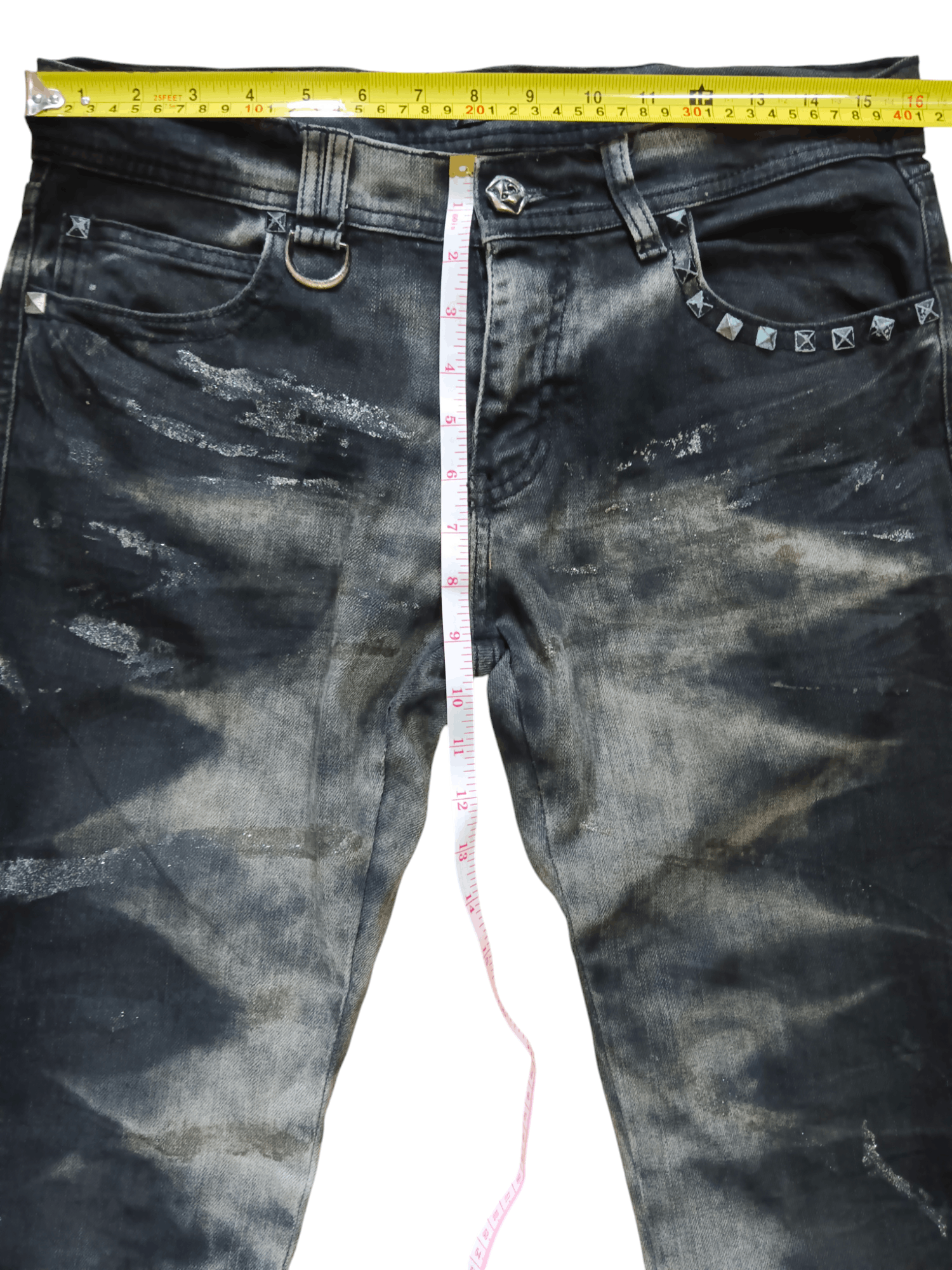 Japanese Brand The Black Gene Skull Gem Stud Skinny Punk Jeans Size US 30 / EU 46 - 13 Thumbnail