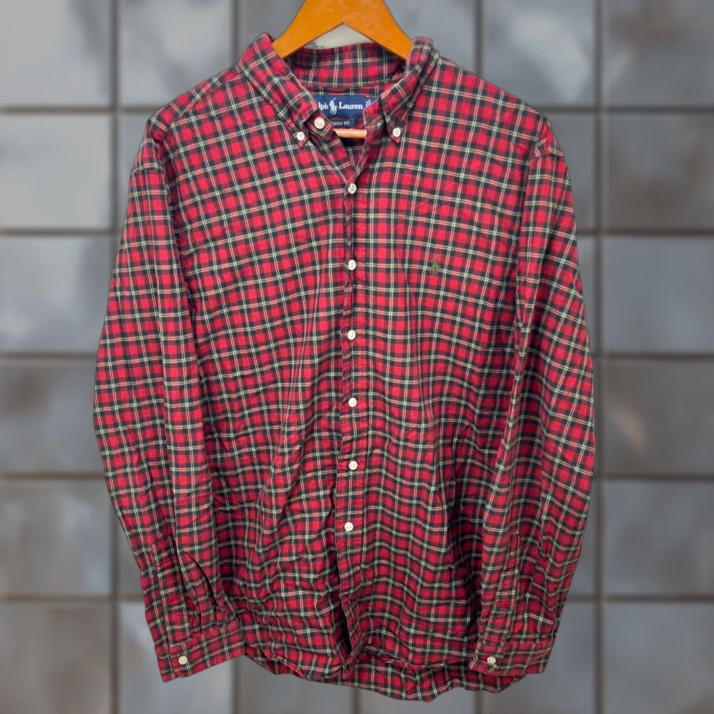 Polo Ralph Lauren Vintage Polo Ralph Lauren Plaid Red Button-Up Long Sleeve Shirt XL Men’s Regular Knit Cotton 90s Button-Down Collared Polo Shirts Size US XL / EU 56 / 4 - 1 Thumbnail