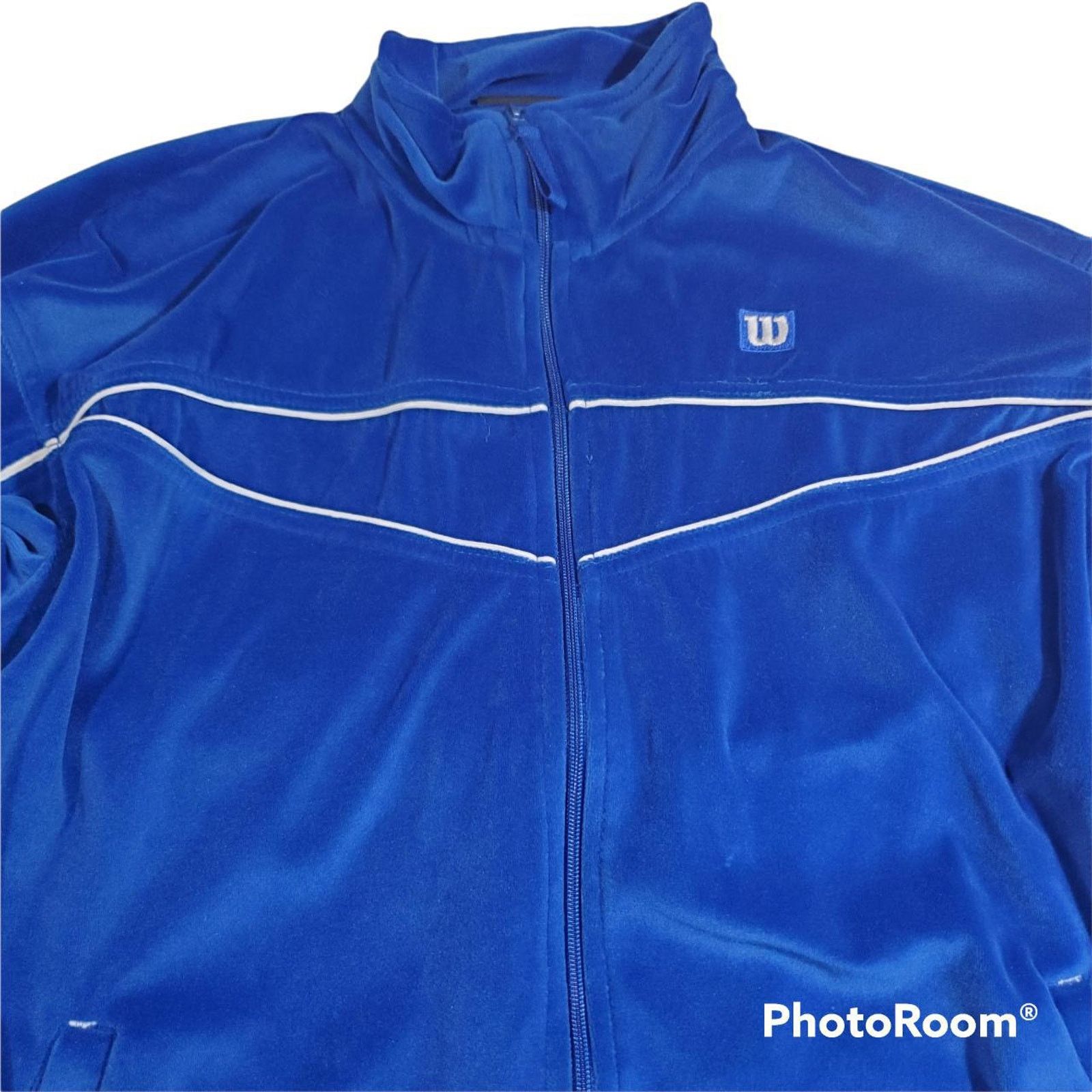 Wilson Wilson | Royal Blue Velour Tennis/Track Jacket | Large 14-16 Size L / US 10 / IT 46 - 2 Thumbnail