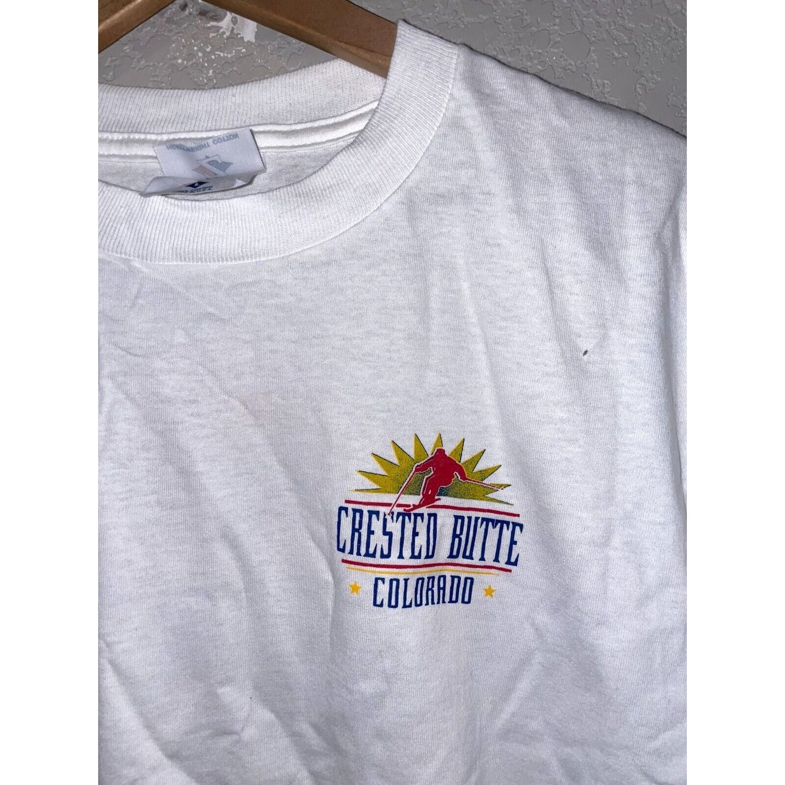 Jerzees 90s Crested Butte Colorado Experience Skiing White Shirt Size US L / EU 52-54 / 3 - 3 Thumbnail
