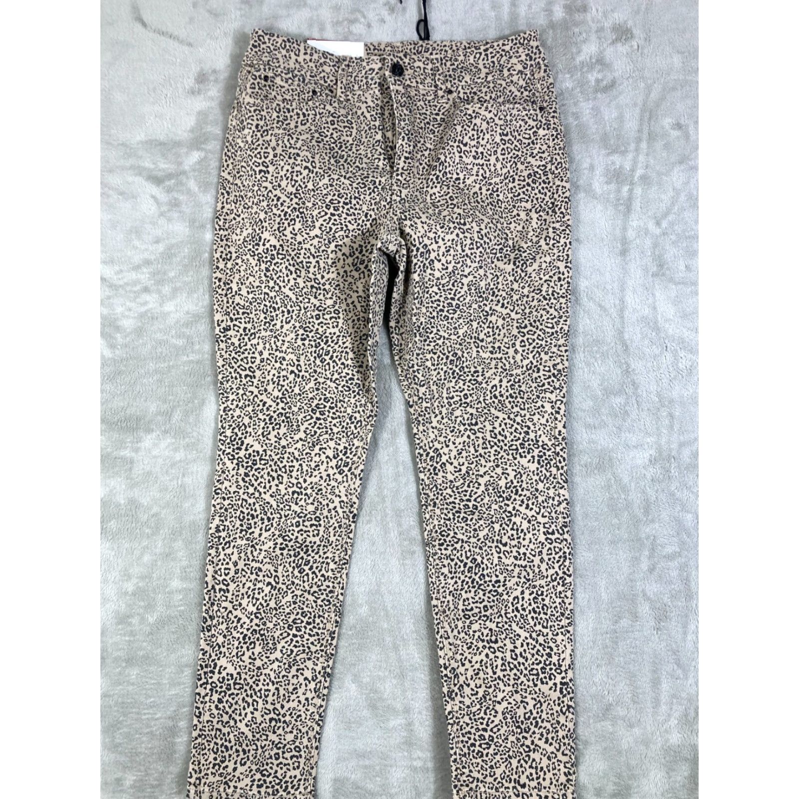 Vintage Seven7 Skinny Jeans Womens 14 Beige Black Leopard Print High Rise Tummyless NWT Size 36" / US 14 / IT 50 - 3 Thumbnail