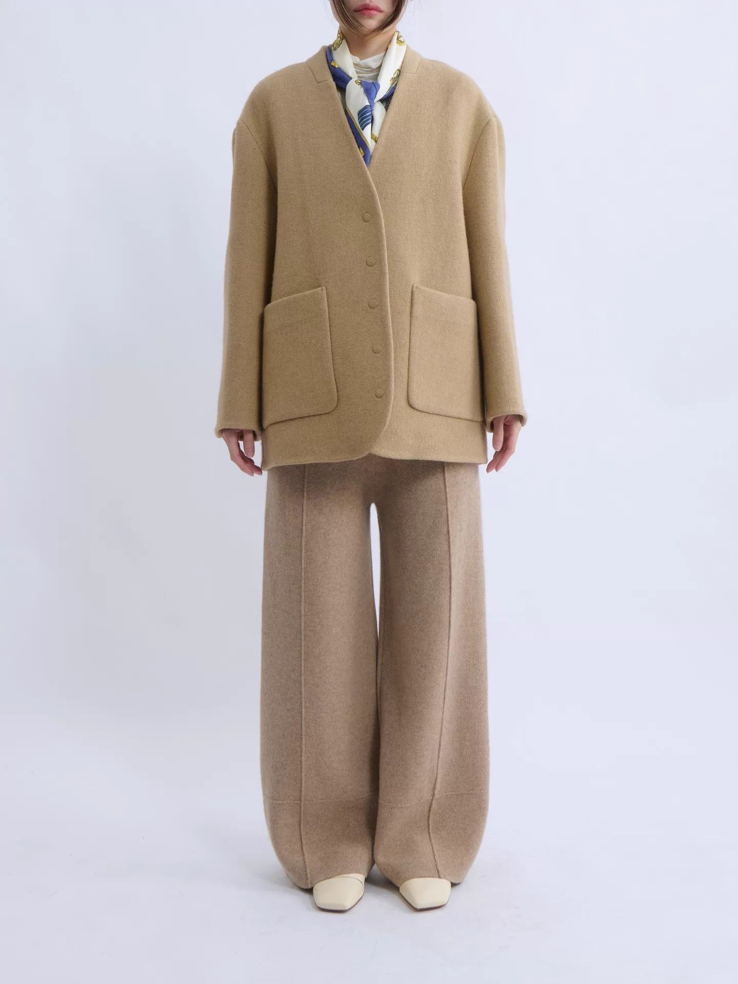 Other Epigram Collarless Wool Blend Minimalist Jacket Size M / US 6-8 / IT 42-44 - 1 Thumbnail