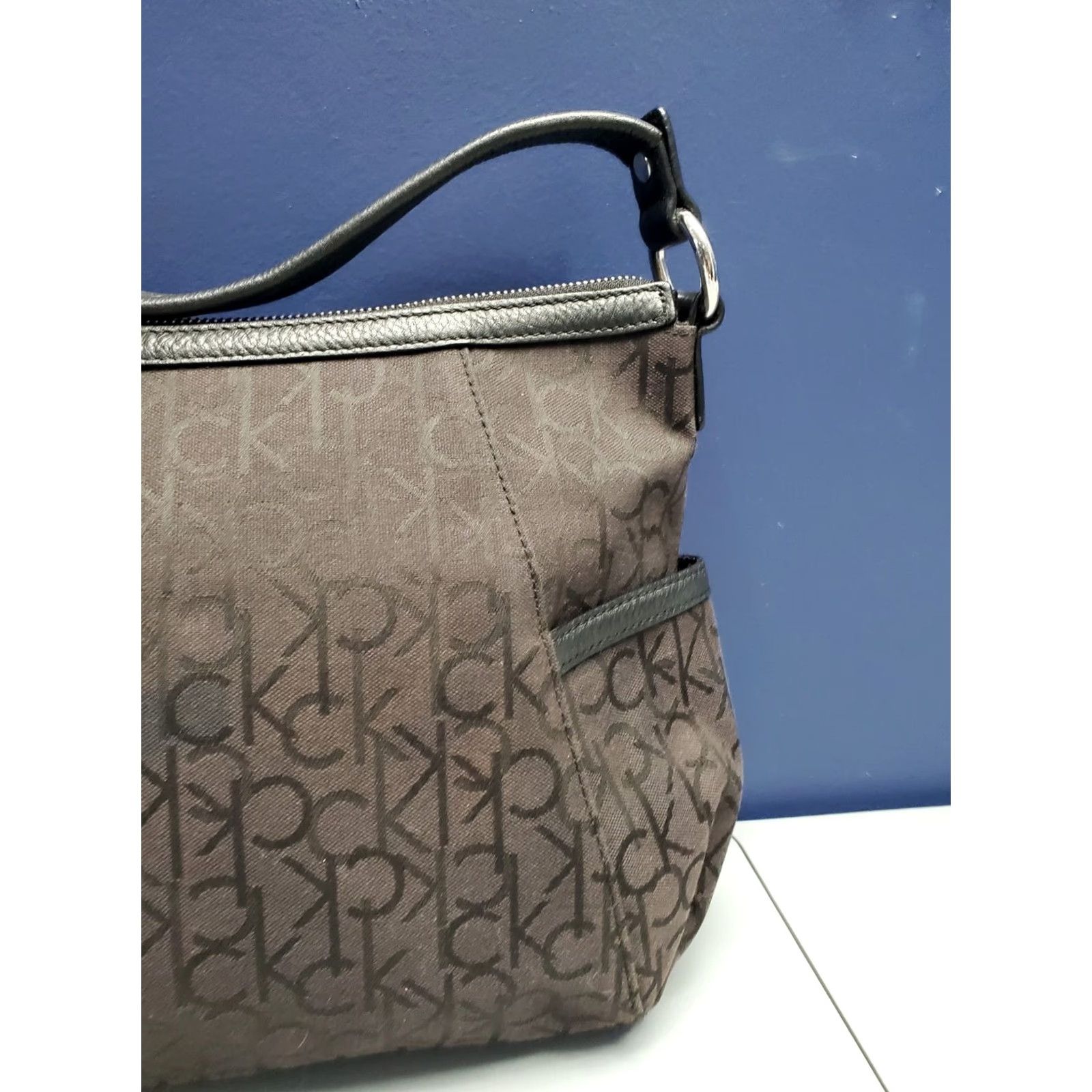 Calvin Klein Calvin Klein Hobo Bag Womens Black Canvas Shoulder Strap Silver Hardware Size ONE SIZE - 5 Thumbnail
