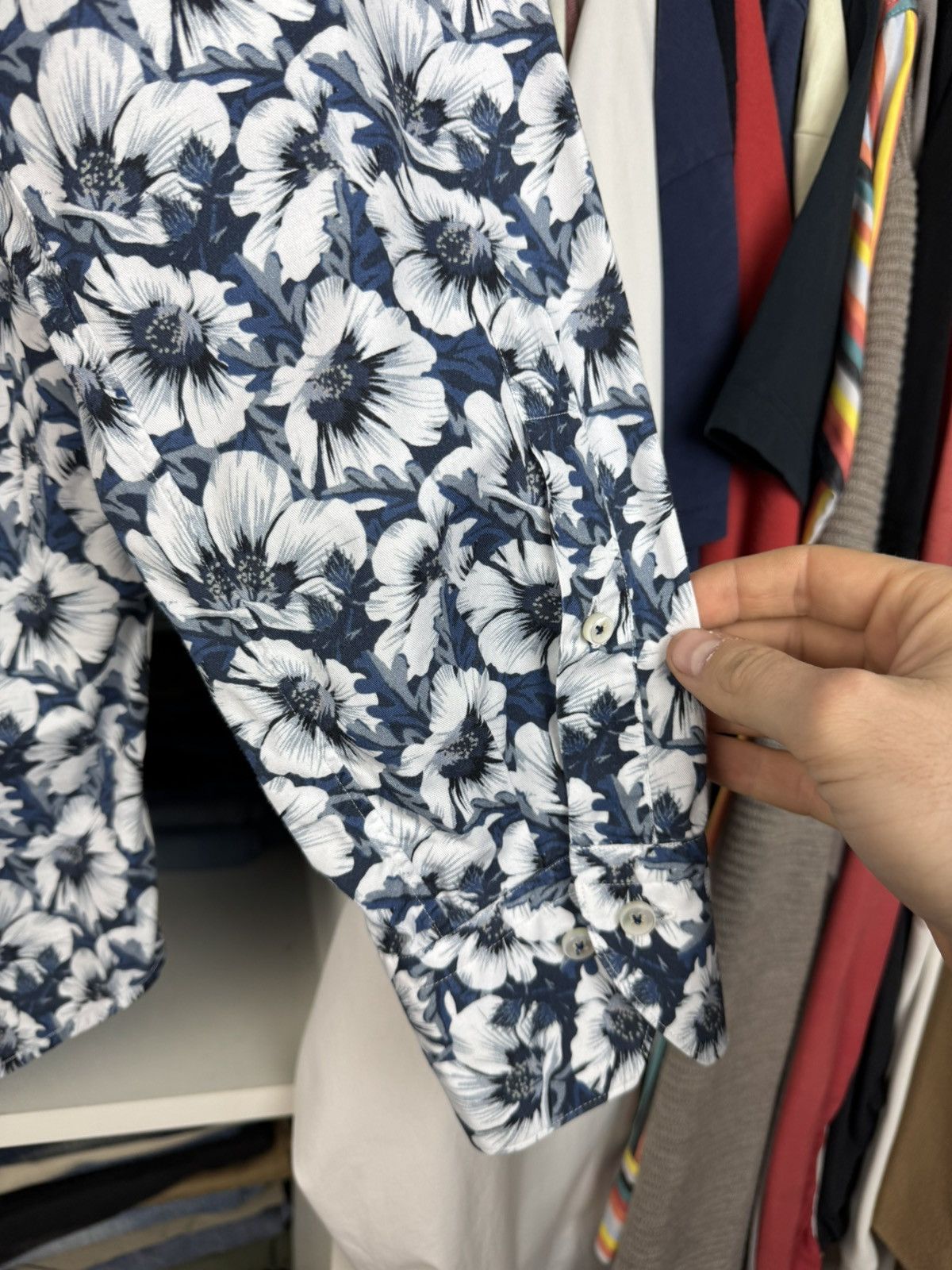 Strenstroms Stenströms Fitted Body Floral Print LS Shirt Size 17.5/44 Size US XL / EU 56 / 4 - 24 Thumbnail
