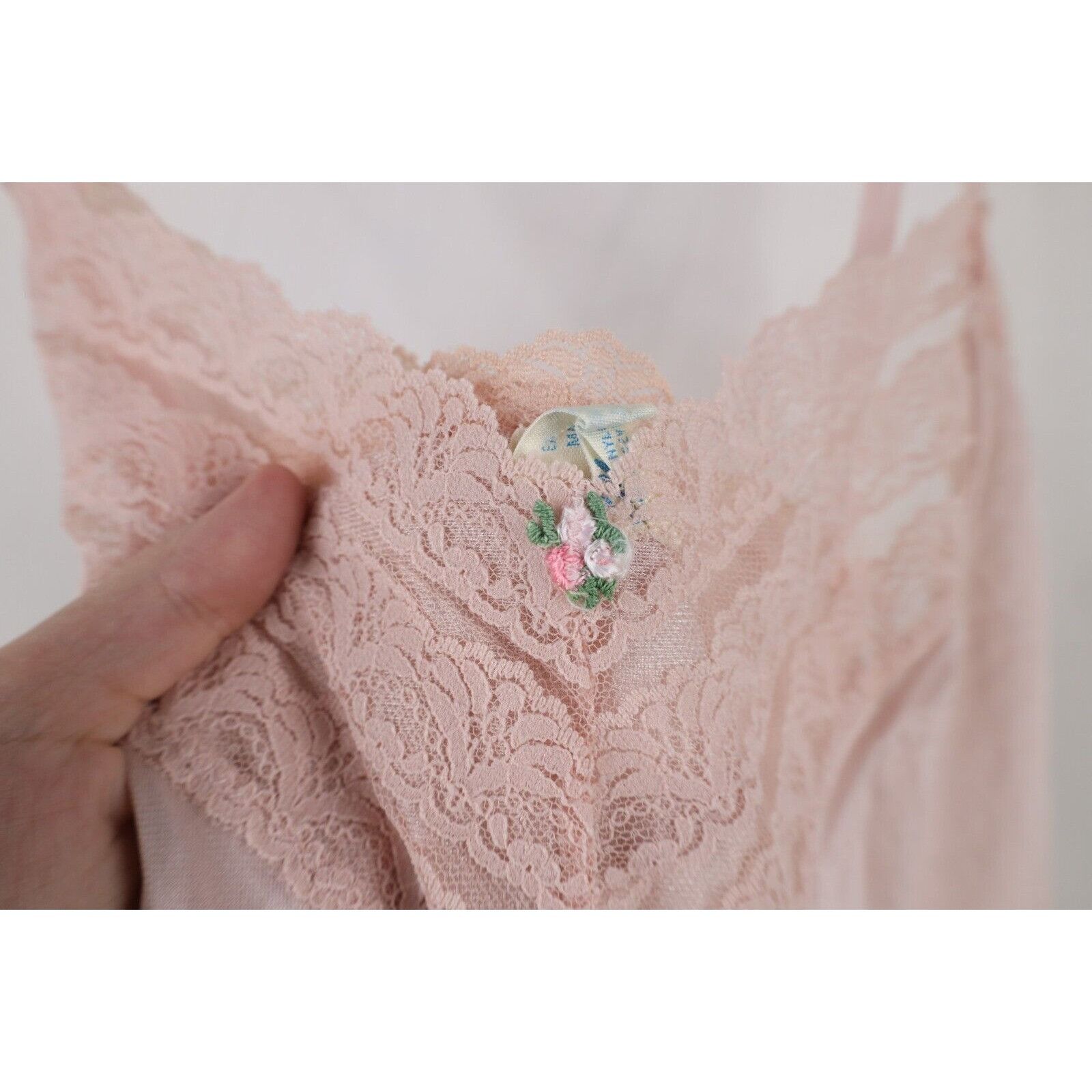 Vintage Vintage 70s Silky Nylon Flower Lace Night Gown Slip Size XS / US 0-2 / IT 36-38 - 5 Thumbnail