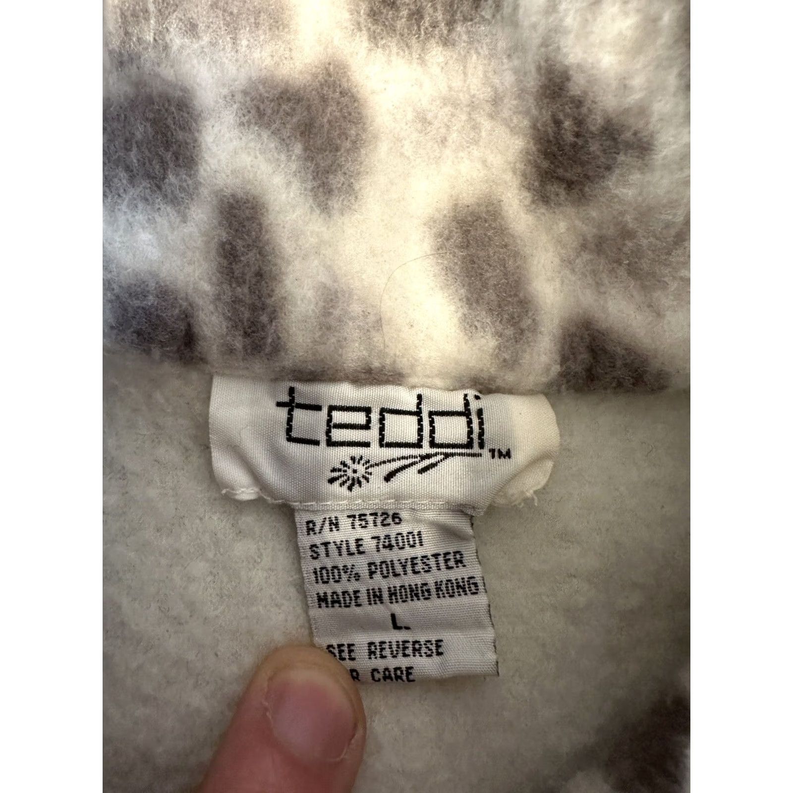 Vintage VINTAGE Teddi Jacket Fleece Full Zip Arctic Leopard White Large Womens Size L / US 10 / IT 46 - 2 Thumbnail