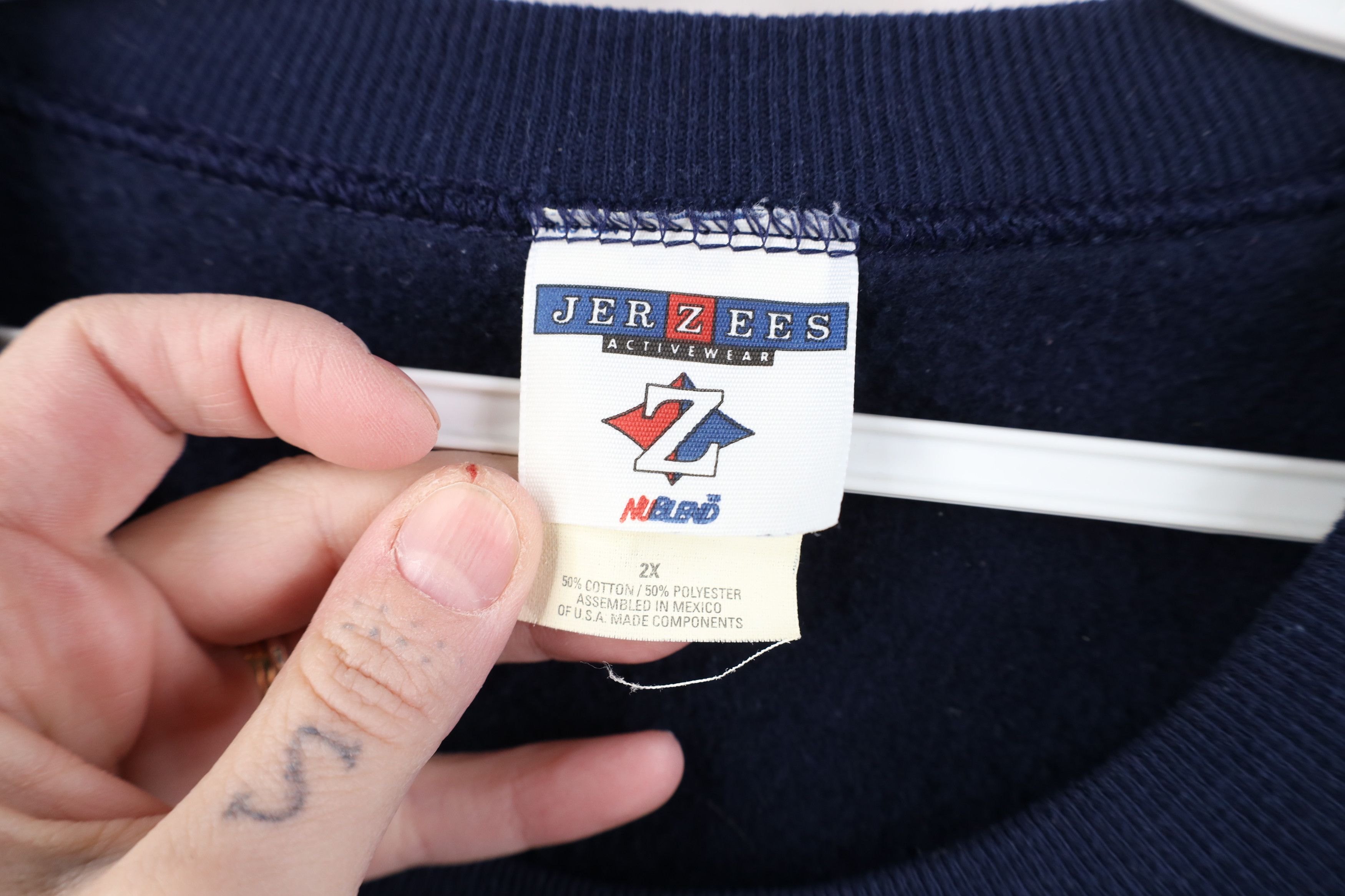 Vintage Vintage 90s Streetwear Heavy Crewneck Sweatshirt Navy Blue Size US XXL / EU 58 / 5 - 4 Thumbnail
