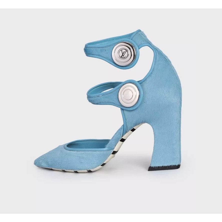 Louis Vuitton Louis Vuitton Blue Haircalf Leather Pointed Toe Pumps 38 Size US 7 / IT 37 - 1 Thumbnail
