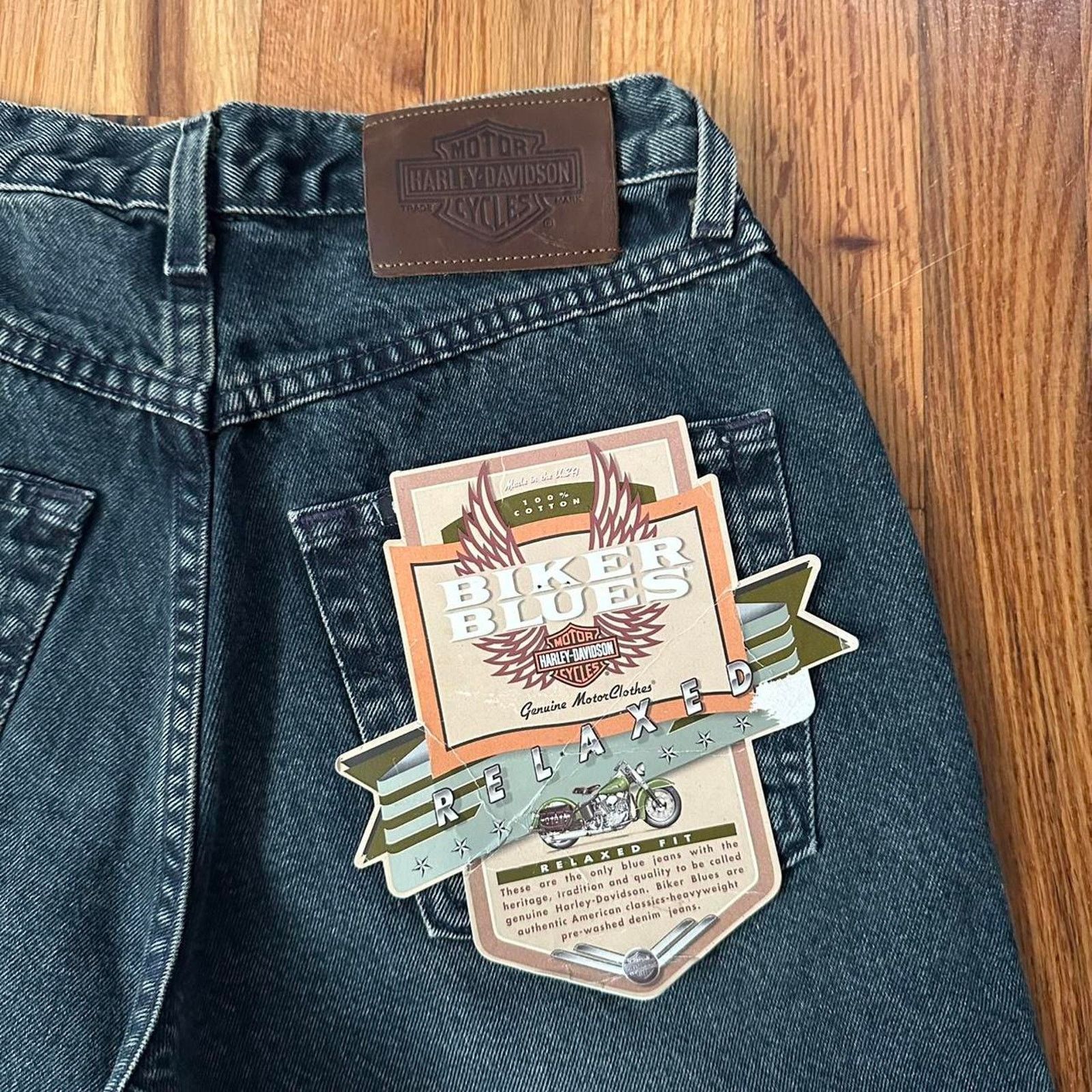 Harley Davidson × Vintage NWT Harley Davidson Jeans Biker Blues Relaxed Fit size 28x30 Size US 28 / EU 44 - 8 Thumbnail