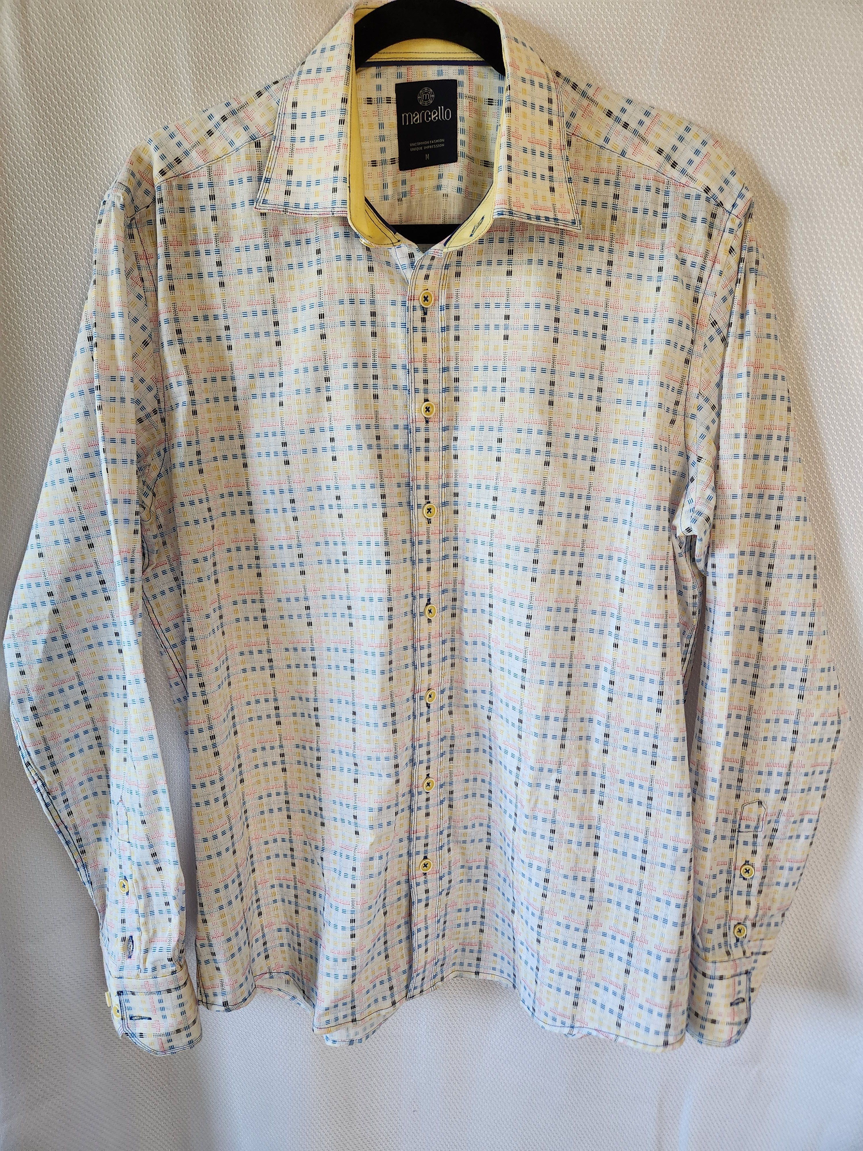Designer NWOT Marcello Sport 100% Cotton Spring Fractured Plaid Shirt Size US M / EU 48-50 / 2 - 1 Thumbnail