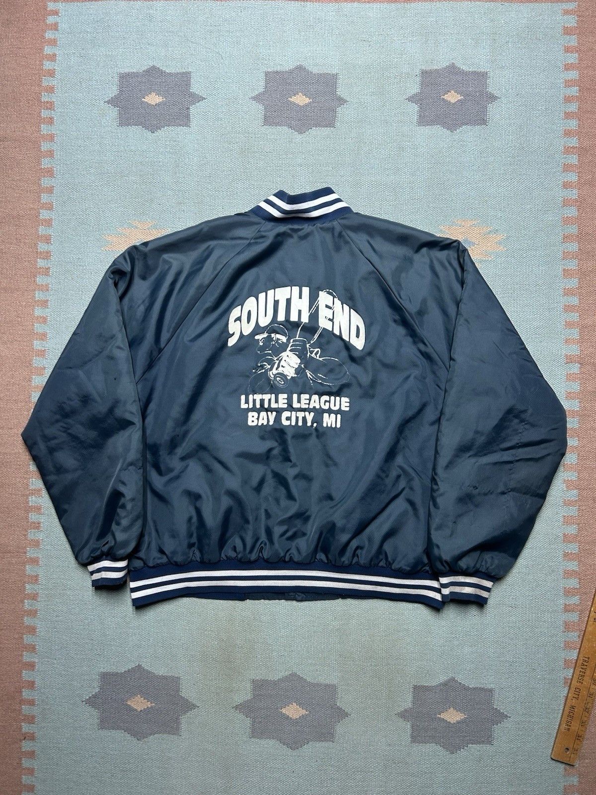 Vintage 80s jacket south little league baseball bay city Michigan XL Size US XL / EU 56 / 4 - 1 Thumbnail