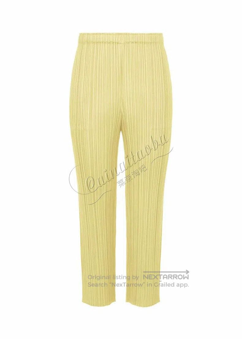 Issey Miyake Issey Miyake Light Yellow Pleated Long Pants Size 26" / US 2 / IT 38 - 2 Thumbnail