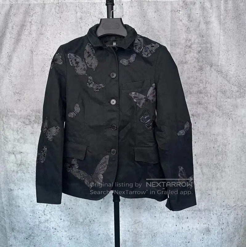 Valentino Valentino Black Cotton Jacket with Butterfly Embroidery . Size US M / EU 48-50 / 2 - 1 Thumbnail
