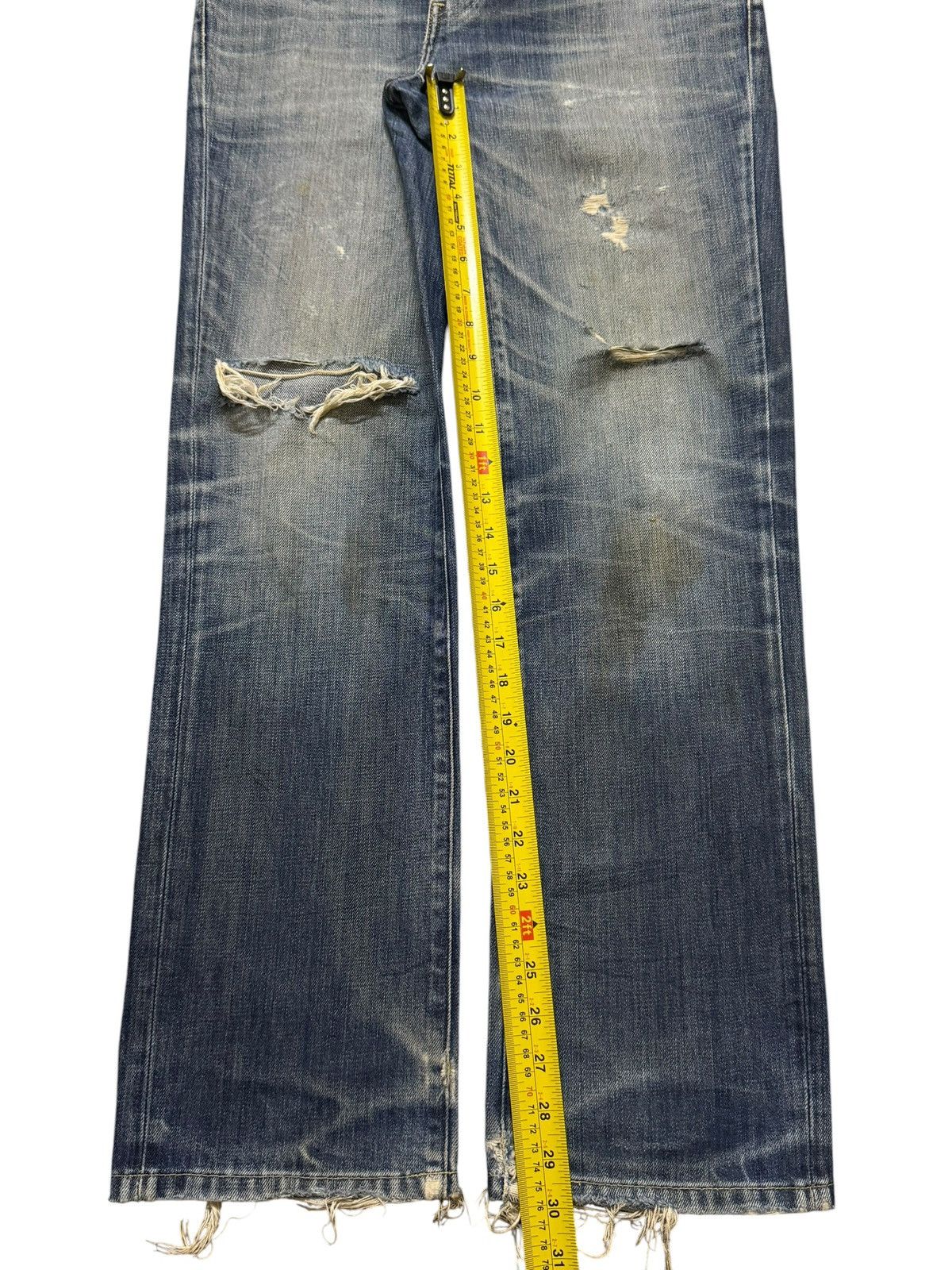 Levi's Vintage Levis 505 Blue Faded Distressed Regular Straight Leg Size US 31 - 9 Thumbnail