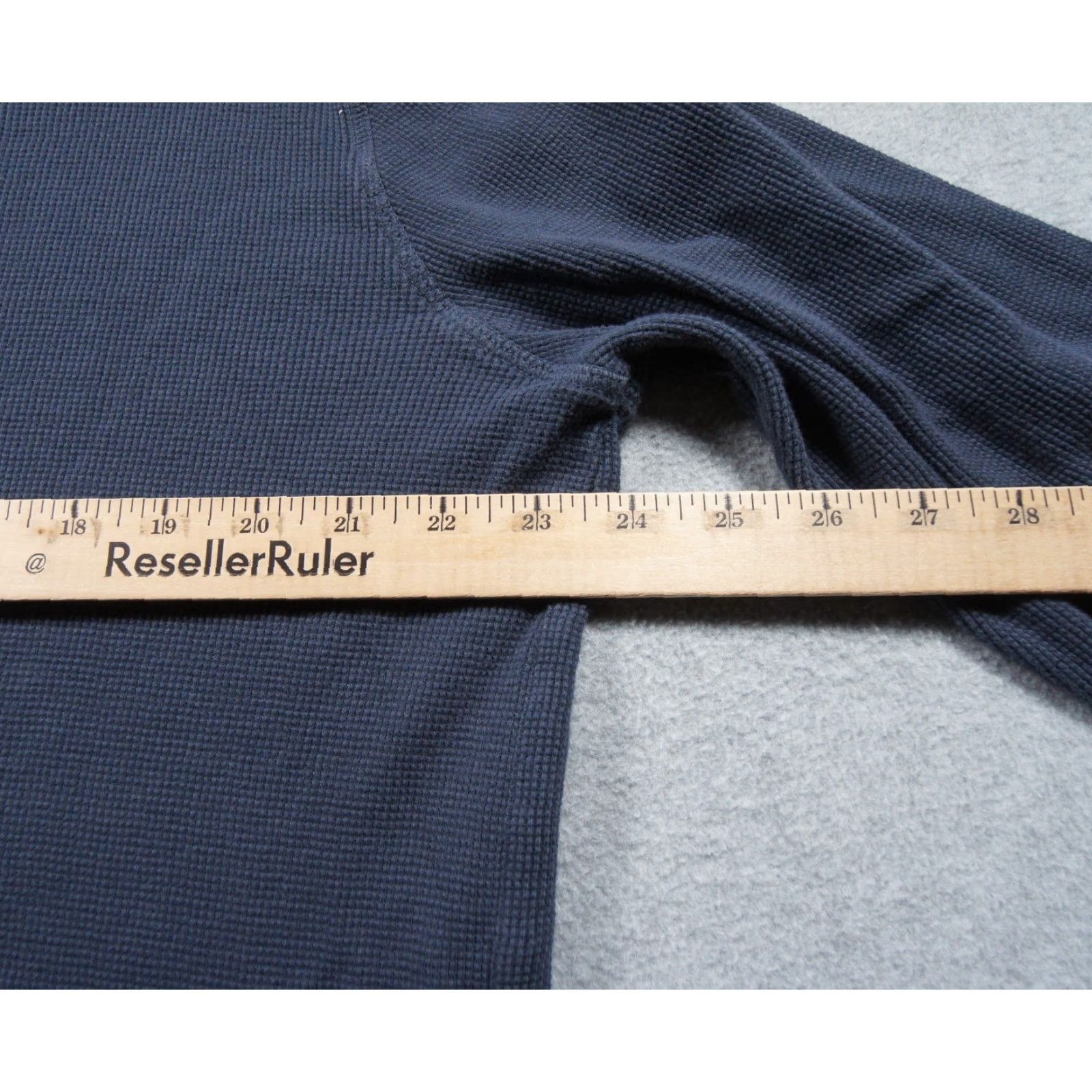 Vintage Mate Shirt Womens 1X Blue Long Sleeve Waffle Knit Crewneck Organic Cotton Ladies Shirt Size XL / US 12-14 / IT 48-50 - 7 Thumbnail