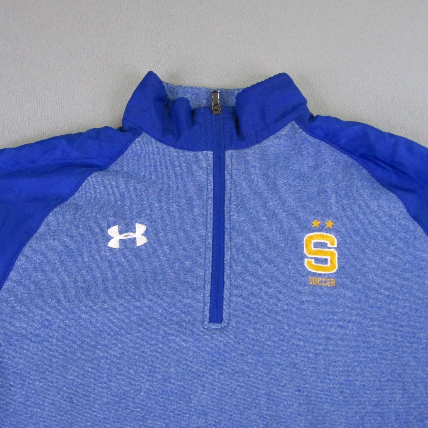 Under Armour Under Armour Soccer Cold Gear Sweater Mens Medium Blue Windbreaker Quarter Zip Mock Neck Pullover Long Sleeve Size US M / EU 48-50 / 2 - 5 Thumbnail