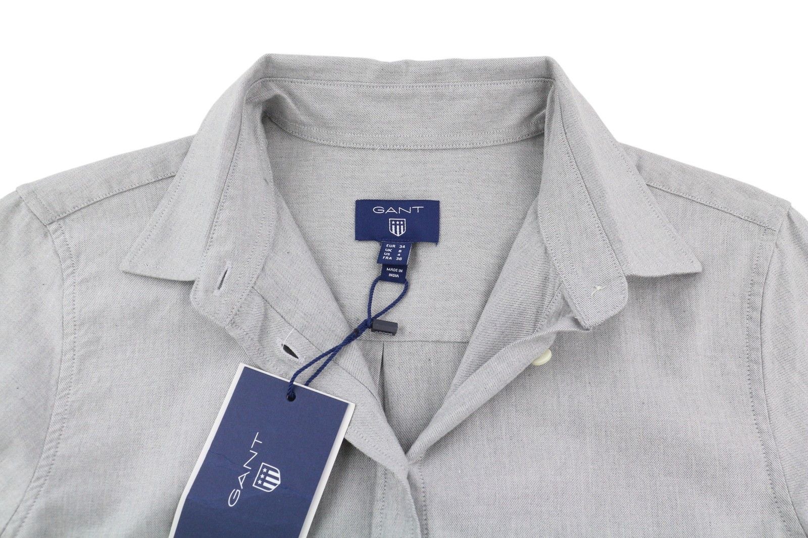 Gant TP MELANGE FLANNEL EU34 Grey Button-Up Shirt 85122 Size XS / US 0-2 / IT 36-38 - 4 Thumbnail
