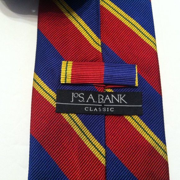 Jos. A. Bank JOS.A.BANK MEN'S NEW RED 100%SILK TIE WIDTH: 3 3/4" Size ONE SIZE - 3 Thumbnail