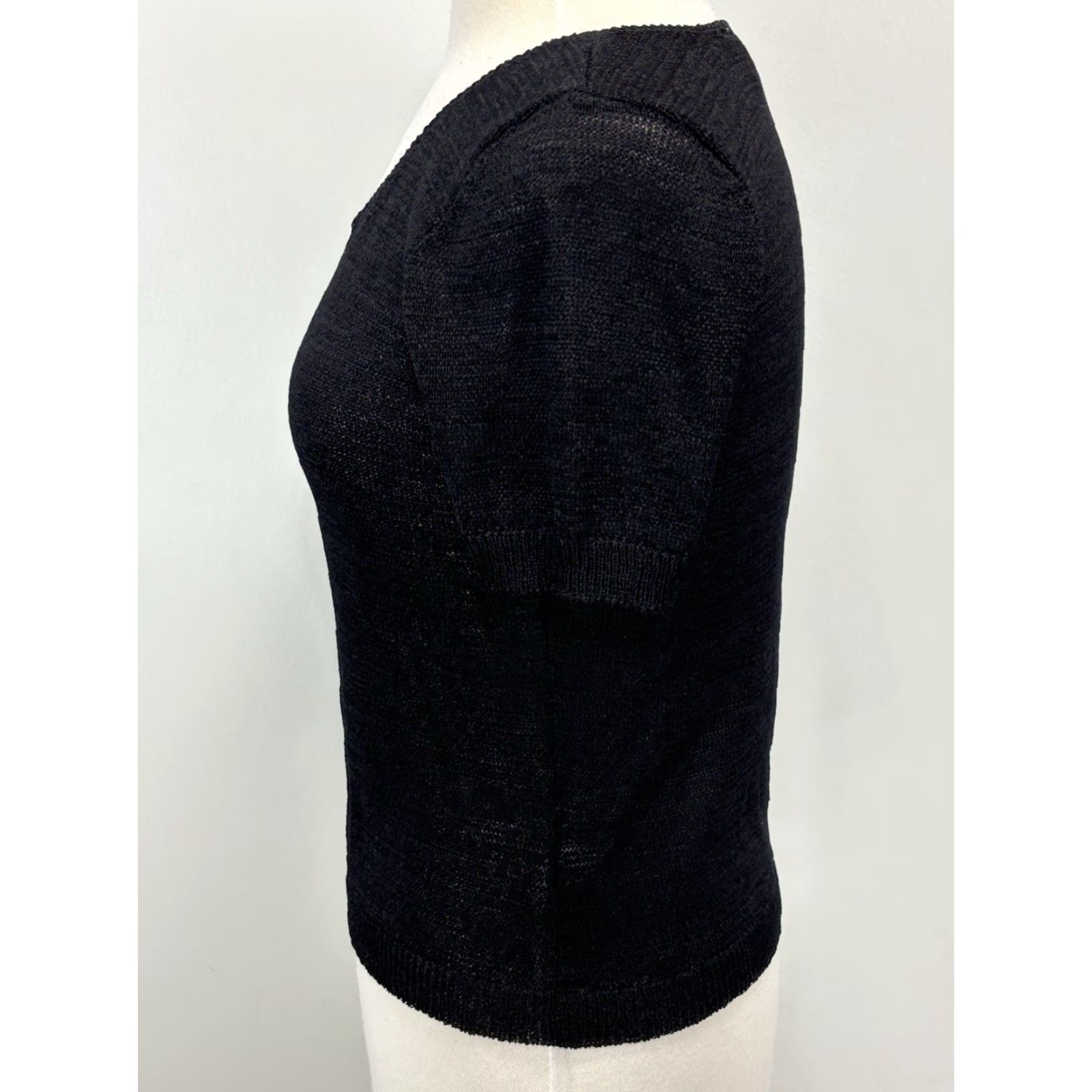 Vintage VINTAGE Dana B & Karen Knit Sweater Womens Small Black Short Sleeve Semi Sheer Goth Pullover Knit Rayon Blend Size S Womens Size S / US 4 / IT 40 - 2 Thumbnail