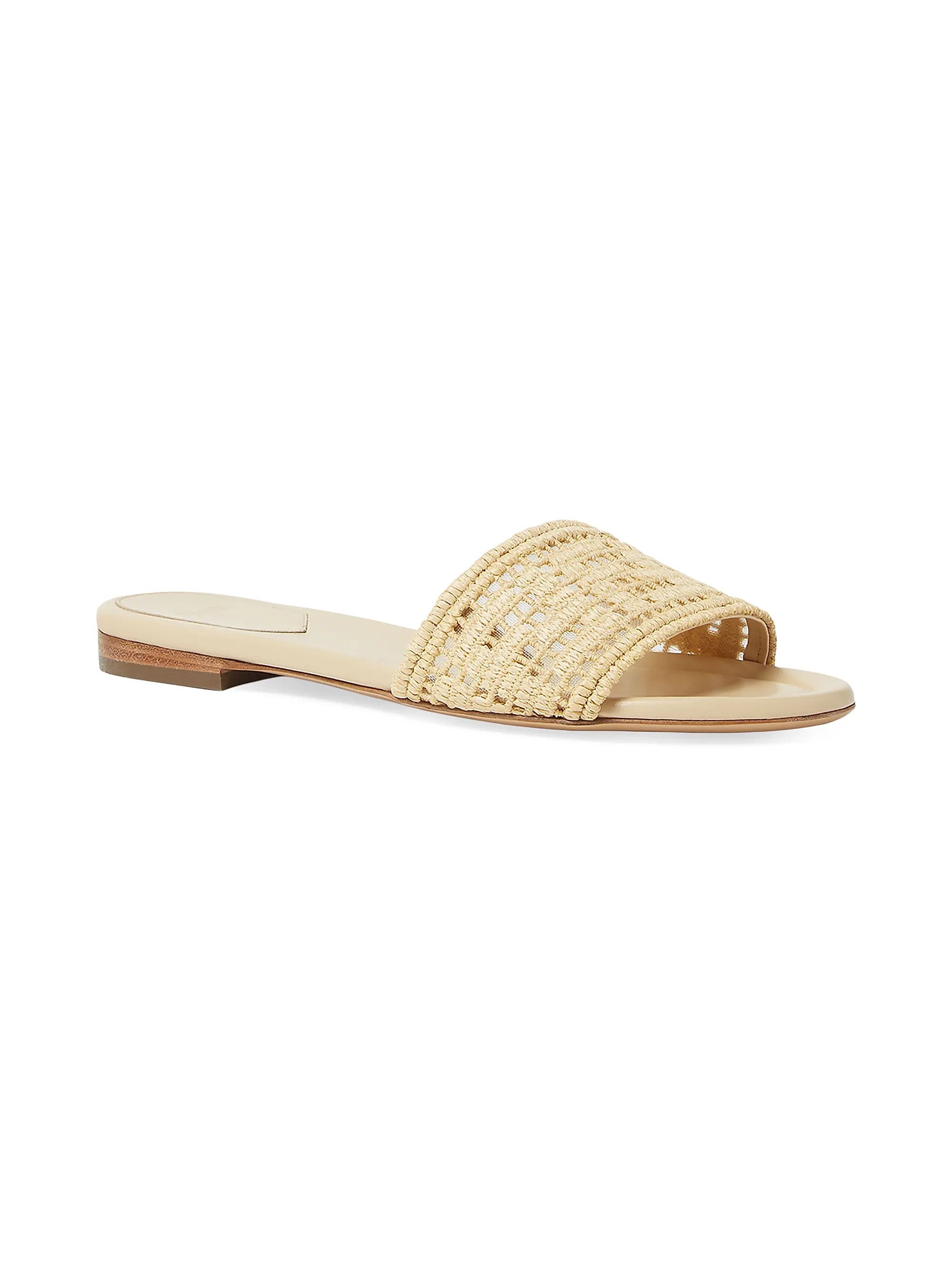 Fendi o1s1wg110426 Sunshine Logo Leather Flat Slides in Beige Size US 8 / IT 38 - 2 Thumbnail