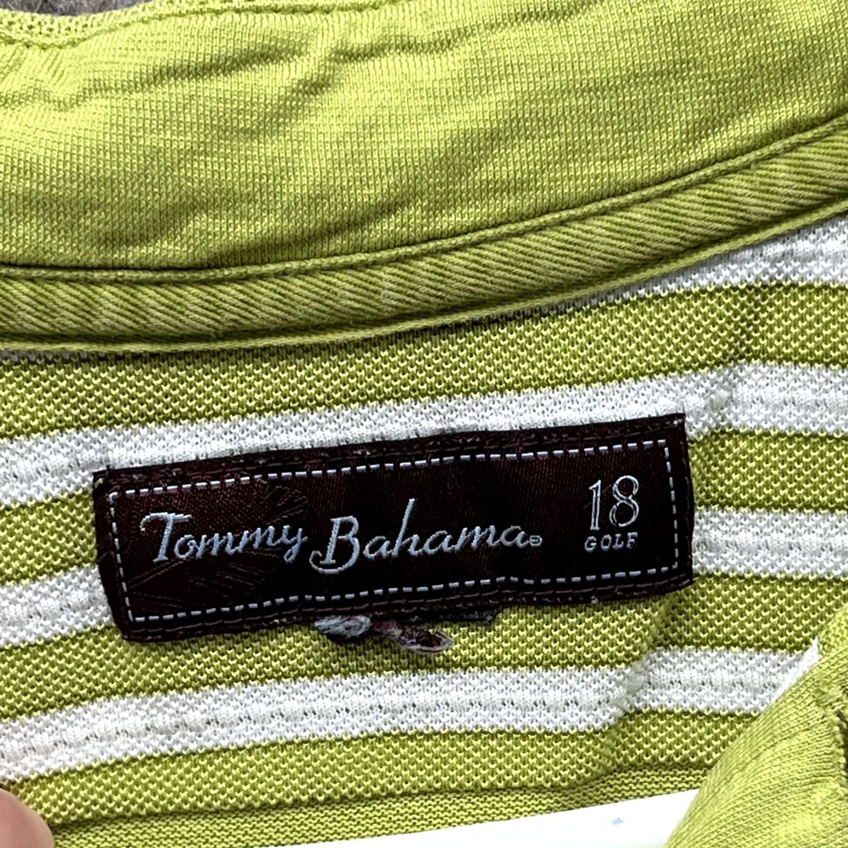 Tommy Bahama Tommy Bahama Golf Polo Shirt Mens L Green Stripe Knit Short Sleeve Casual Size US L / EU 52-54 / 3 - 2 Thumbnail