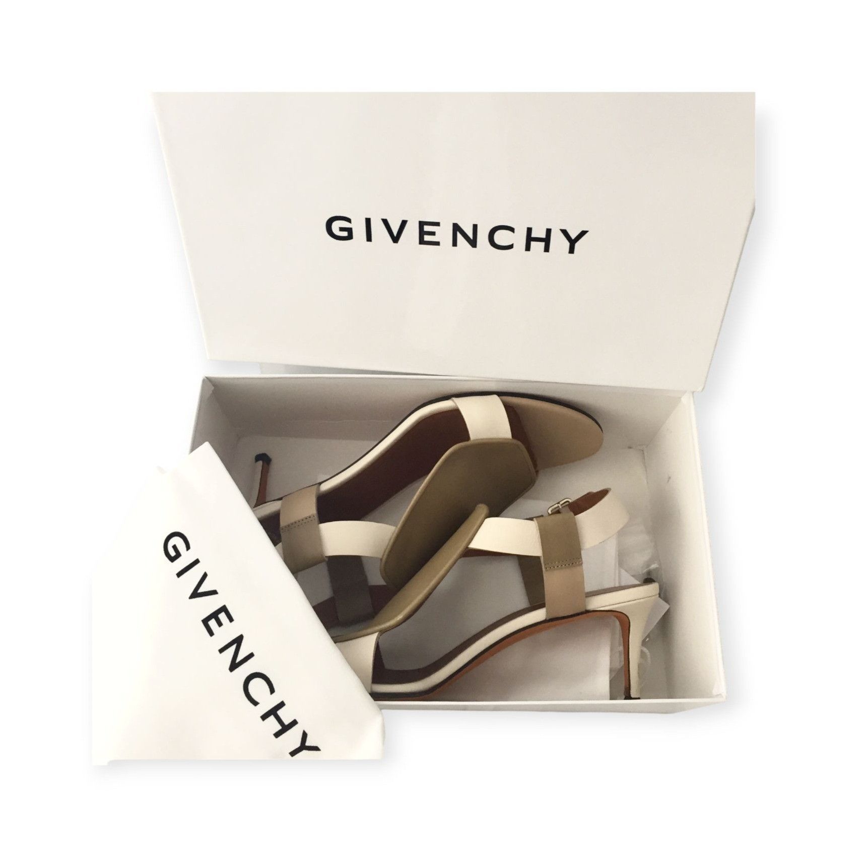 Givenchy Givenchy two tone sling back sandals in Ecru and Beige Leath Size US 9 / IT 39 - 3 Thumbnail