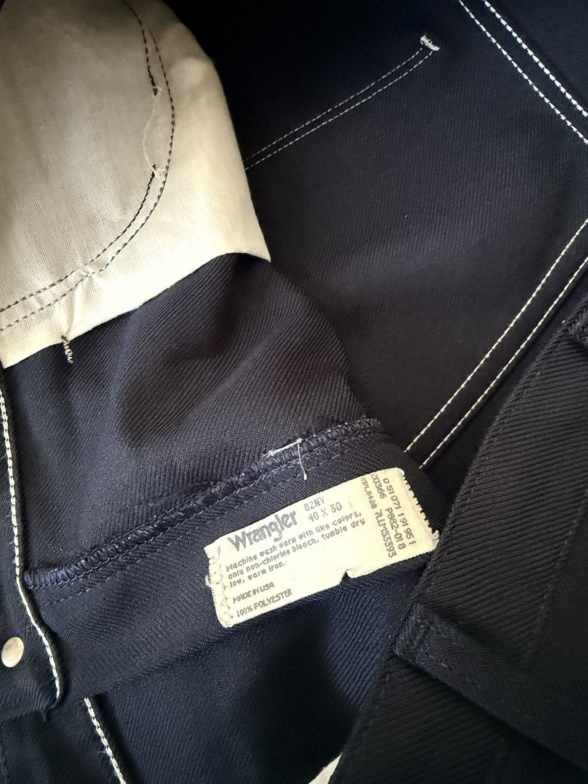 Wrangler Vintage Wrangler Pants 40x 30 Navy Polyester Western Slacks Size US 40 / EU 56 - 3 Thumbnail